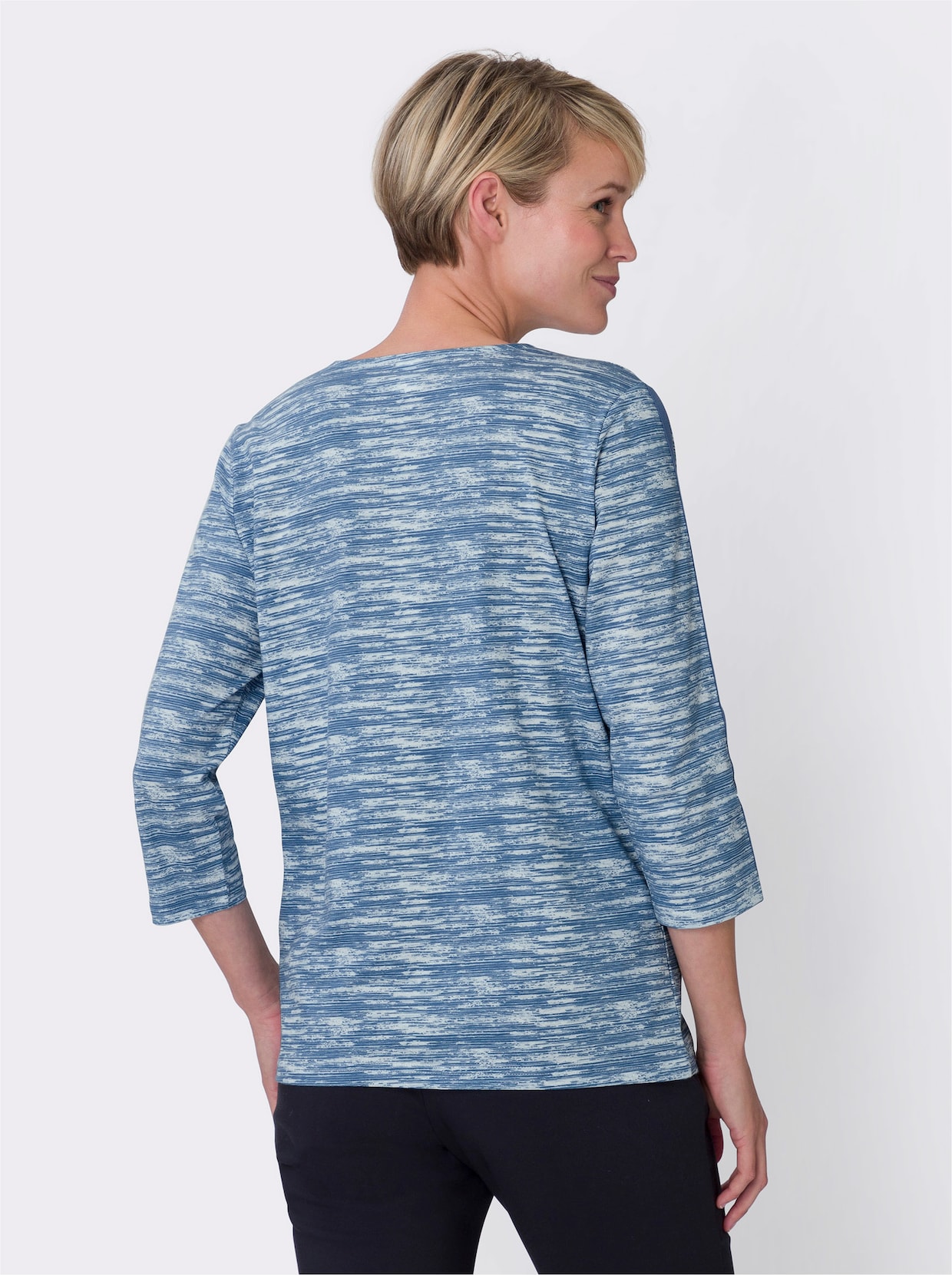 Shirt met 3/4-mouw - lichtblauw/middelblauw bedrukt