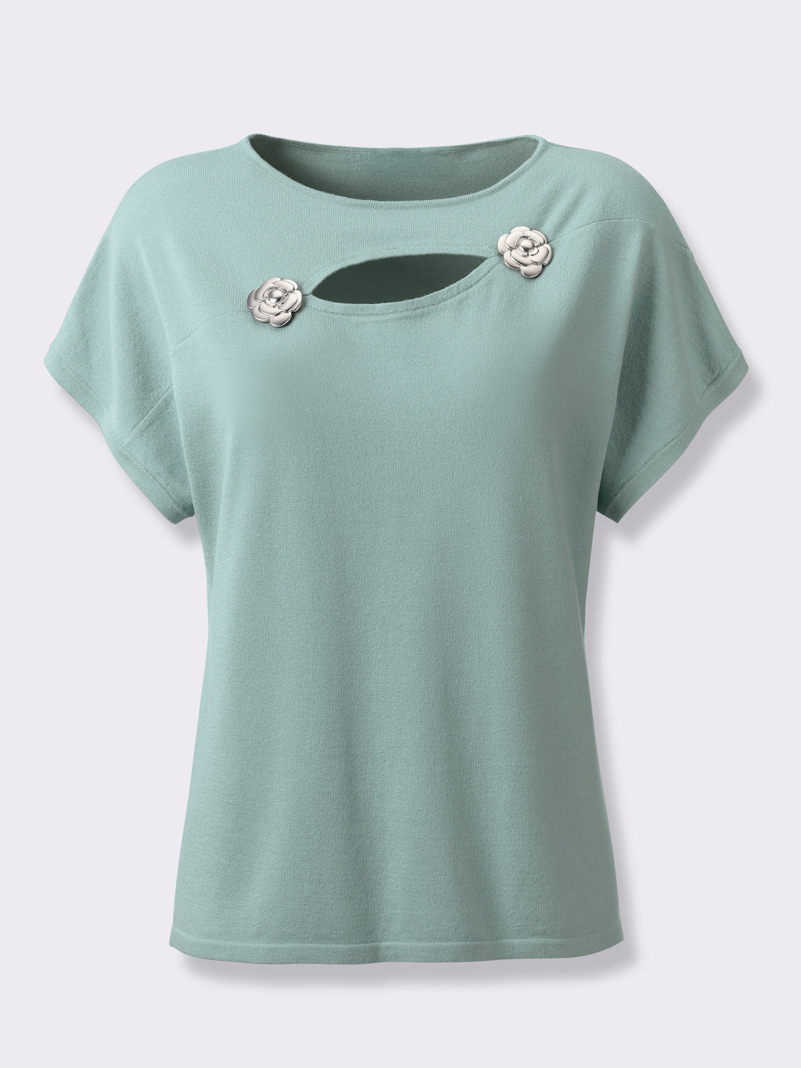 Feinstrickpullover mit Viskose - kalkmint