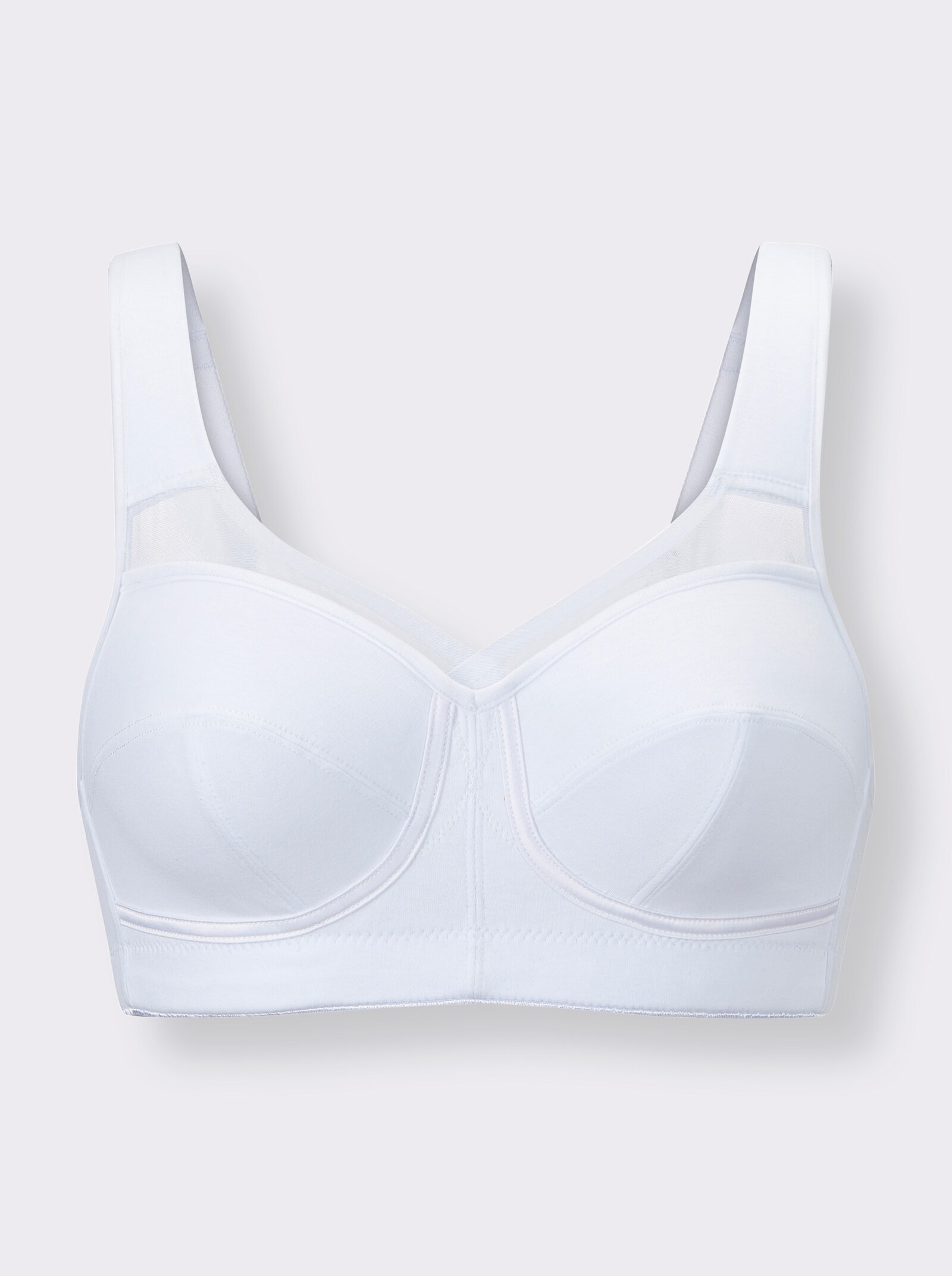 wäschepur Soutien-gorge confort sans armatures avec empiècement en maille - blanc