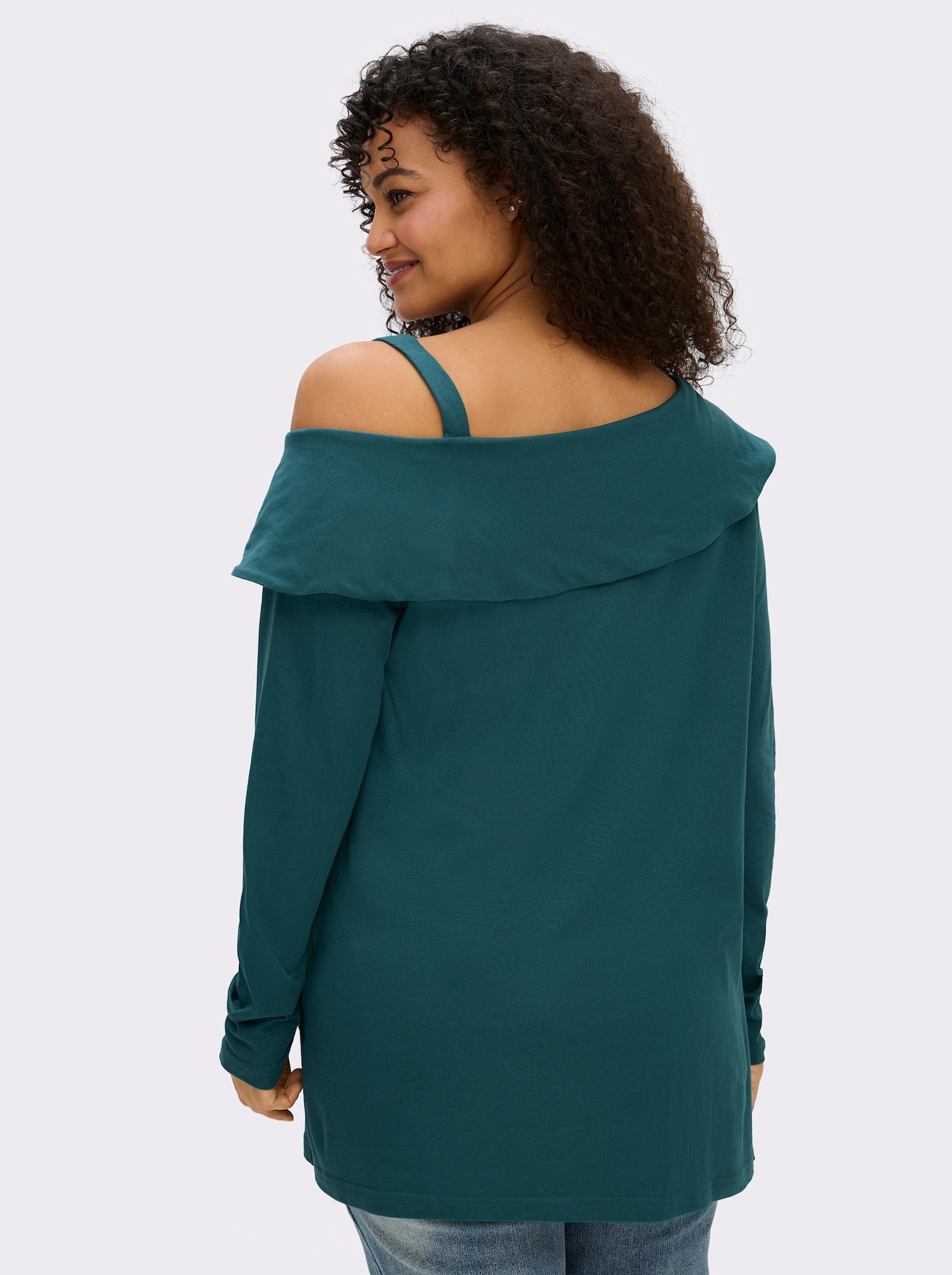 sheego by Joe Browns Langarmshirt in modischer Asymmetrie - petrol