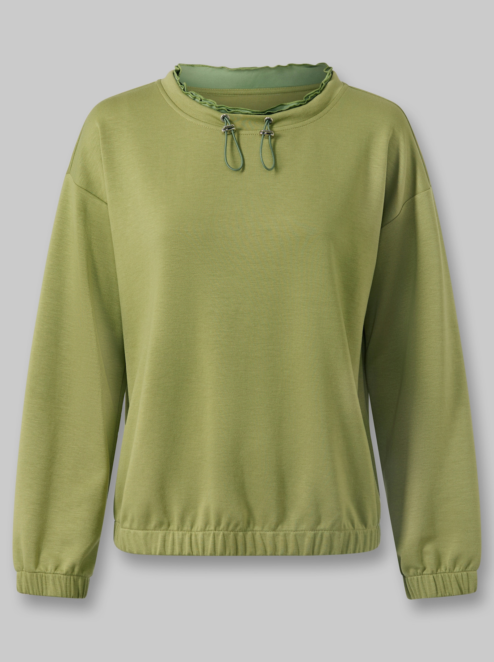 heine Sweatshirt mit Raffungen am Ausschnitt - schilf