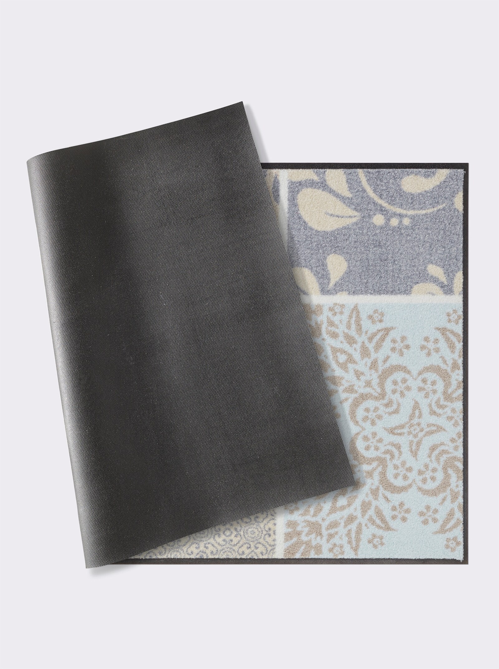 Salonloewe Fußmatte - hellblau-taupe-bedruckt