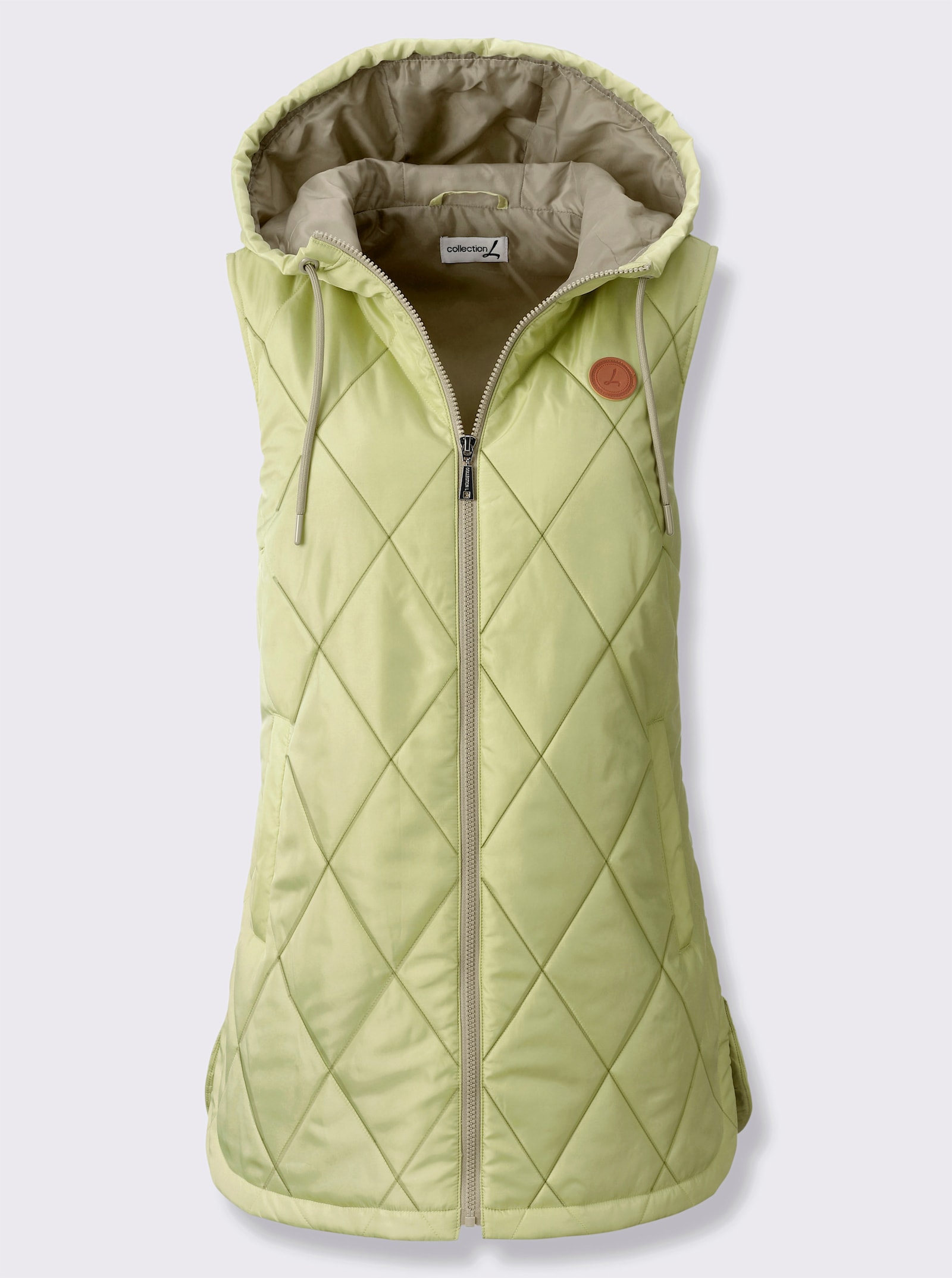 Steppweste mit Kapuze, pflegeleicht - pistazie