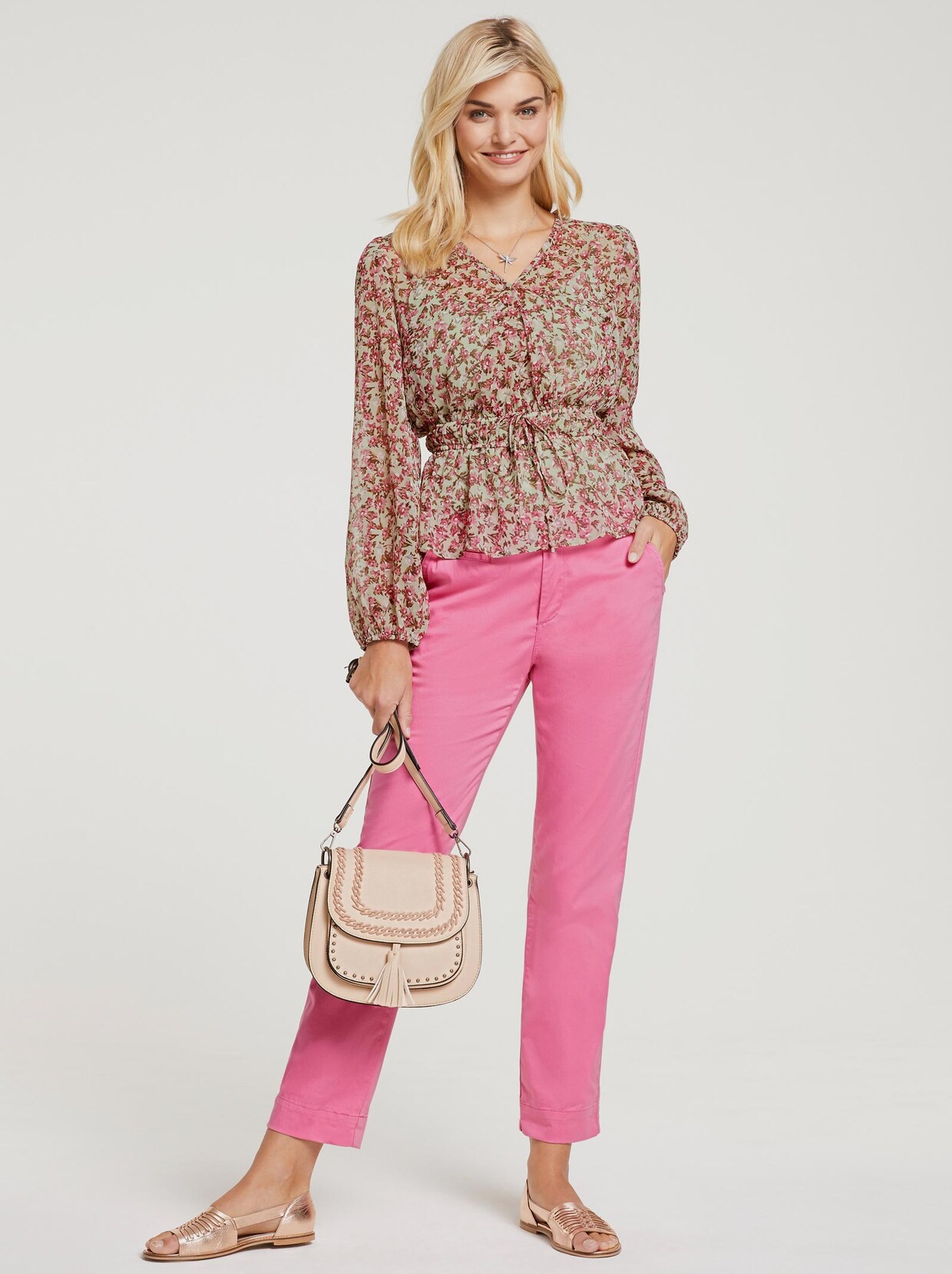 Linea Tesini Druckbluse - himbeere