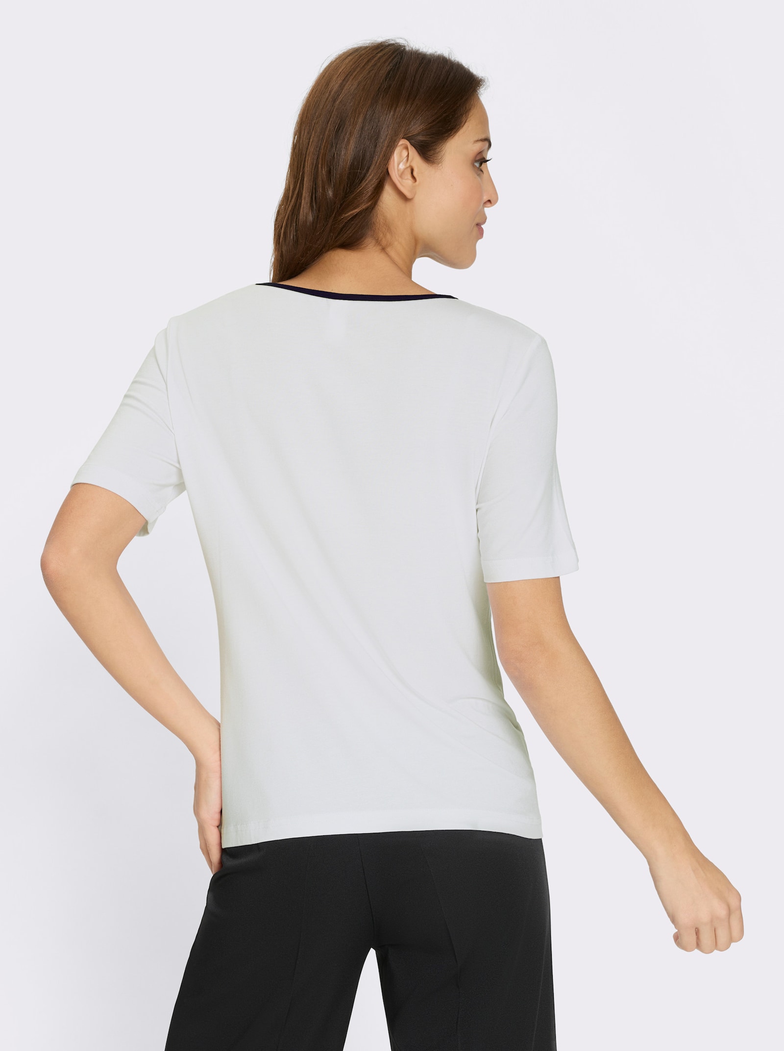 Kortärmad topp med tryck - vit-svart, tryckt