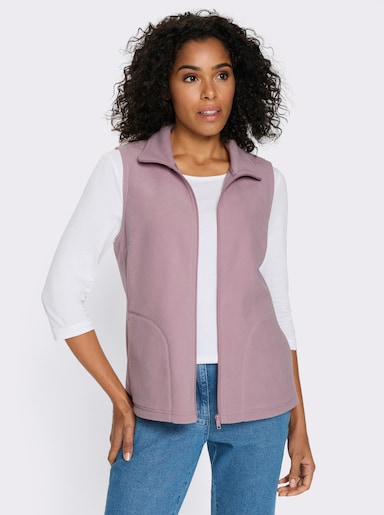 Fleecegilet met opstaande kraag - mauve