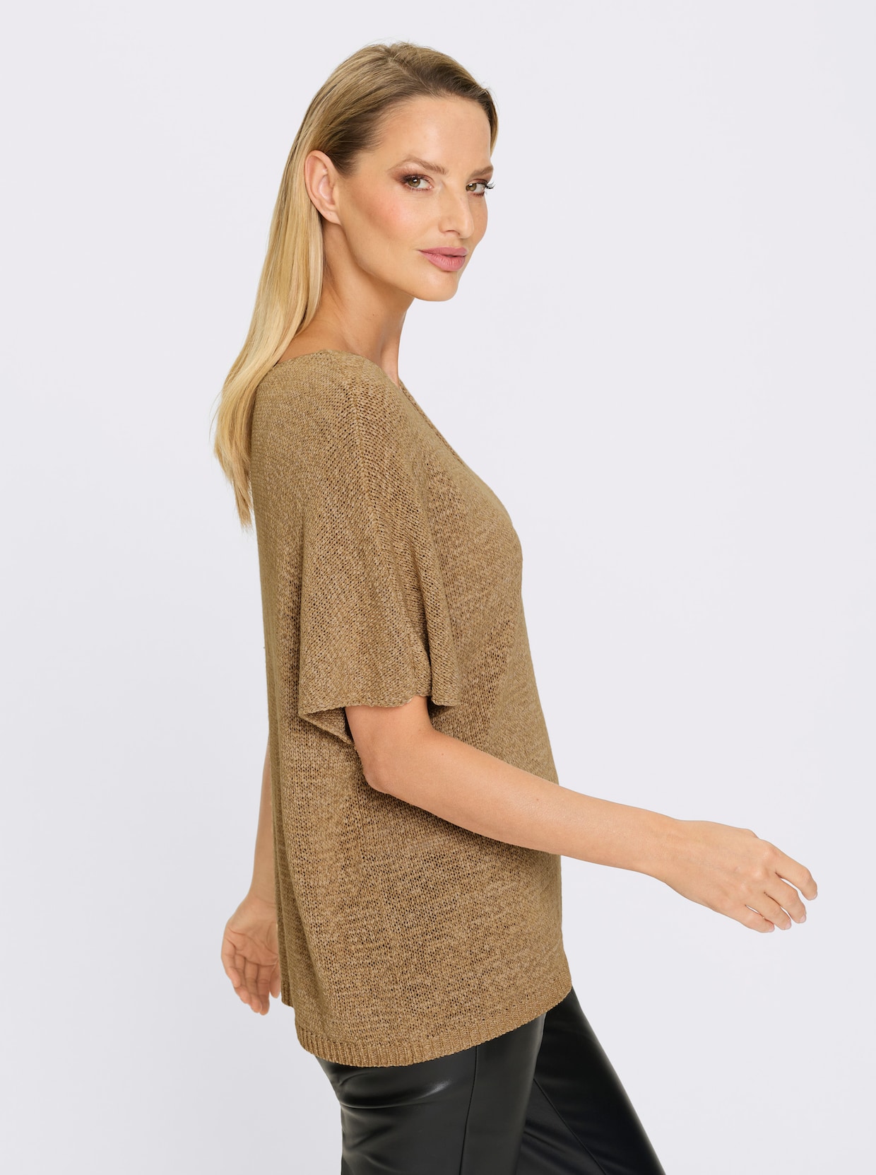 heine Kurzarmpullover - camel