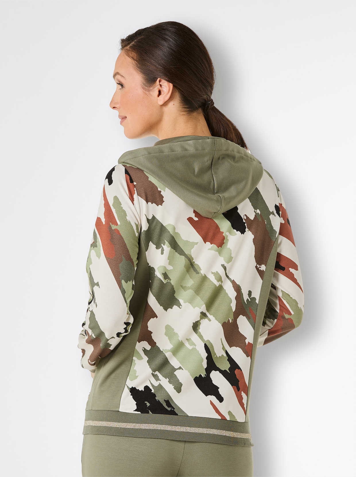 CREATION L PREMIUM Modal-Viskose-Jacke - champagner-khaki-bedruckt