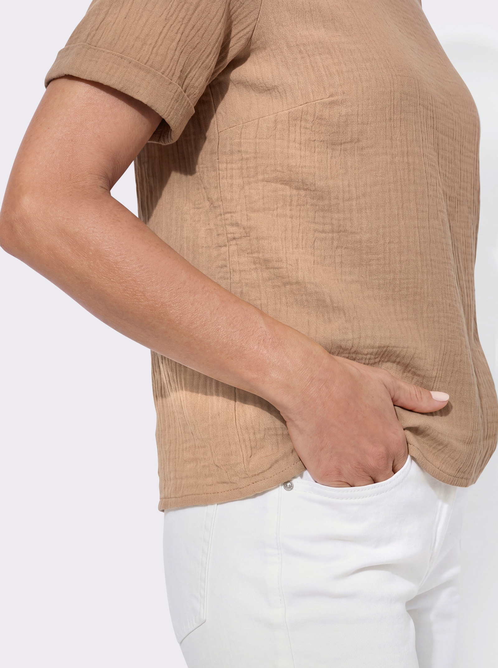 Schlupfbluse im Oversize-Schnitt - camel