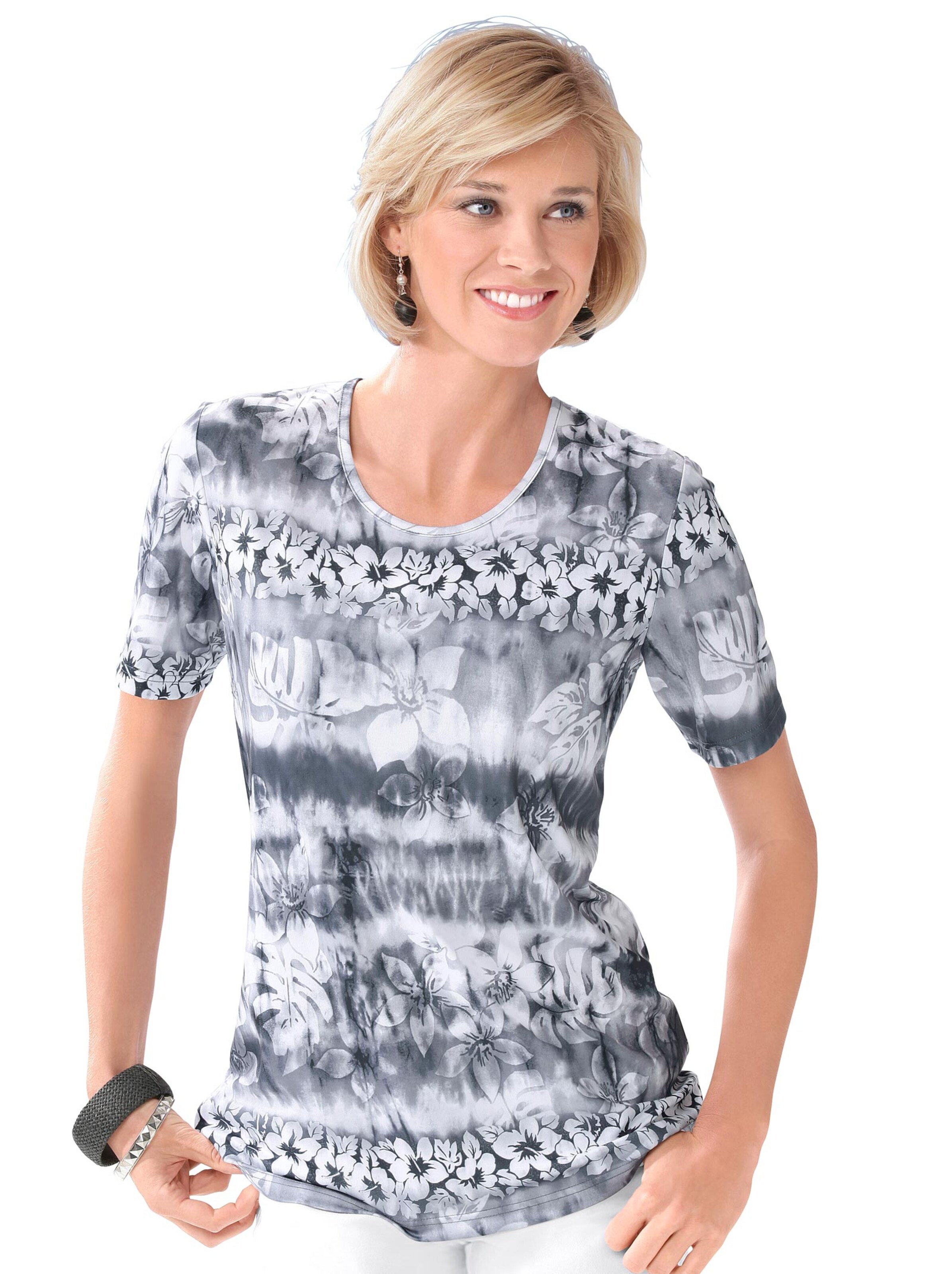 Shirt - schwarz-weiß-gemustert