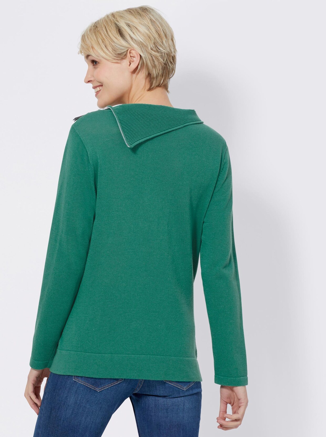 Langarm-Pullover - dunkelgrün