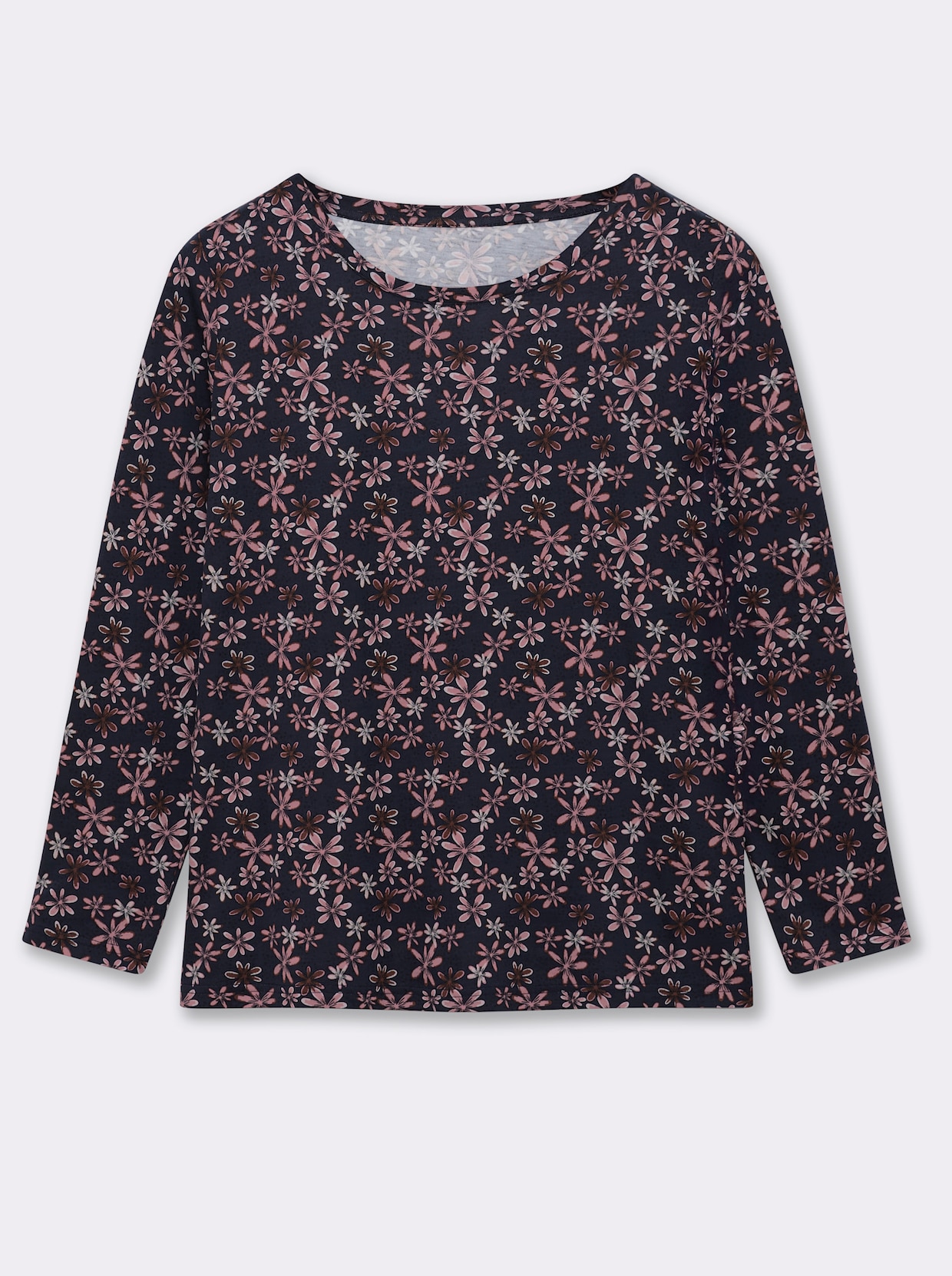 Print-Shirt mit langen Ärmeln - marine-rosenquarz-bedruckt