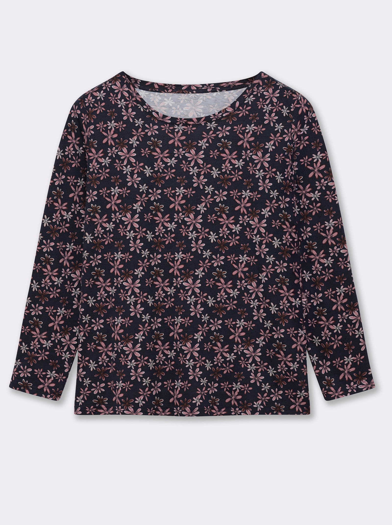 Print-Shirt mit langen Ärmeln - marine-rosenquarz-bedruckt