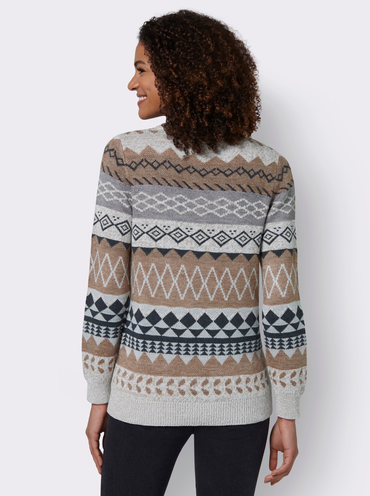 Pullover met lange mouwen - sesam/bruin gedessineerd