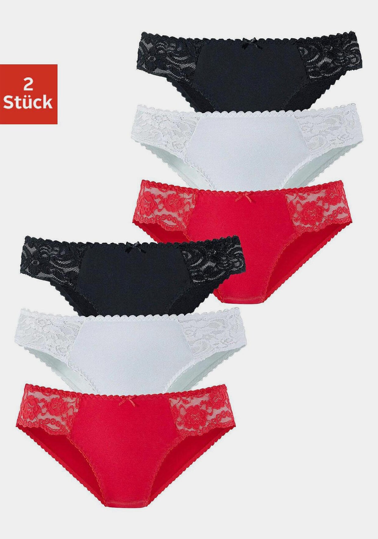 petite fleur Jazz-pants slips - 1x rood + 1x zwart + 1x wit