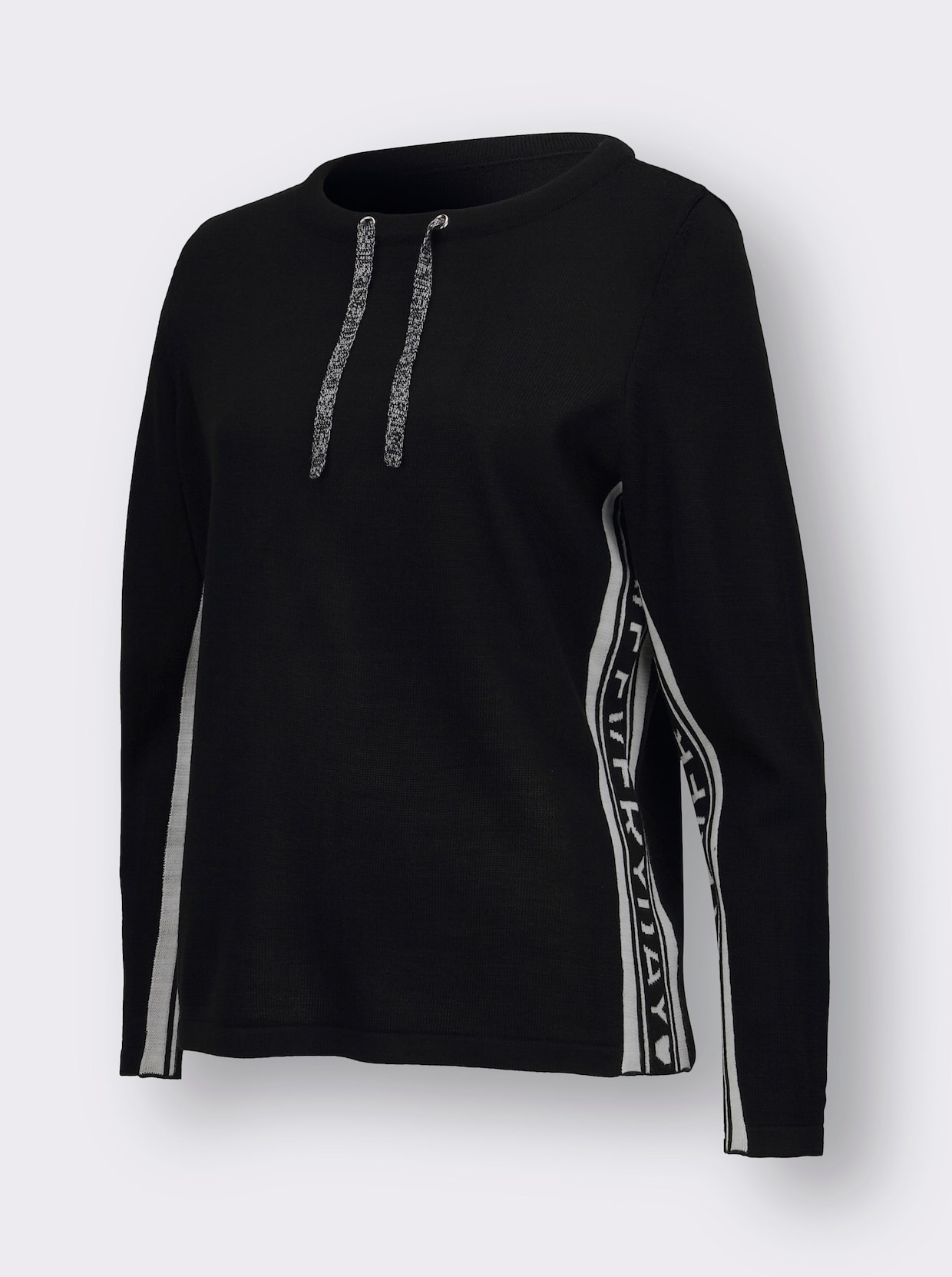 Pullover van jacquard - zwart/ecru gedessineerd