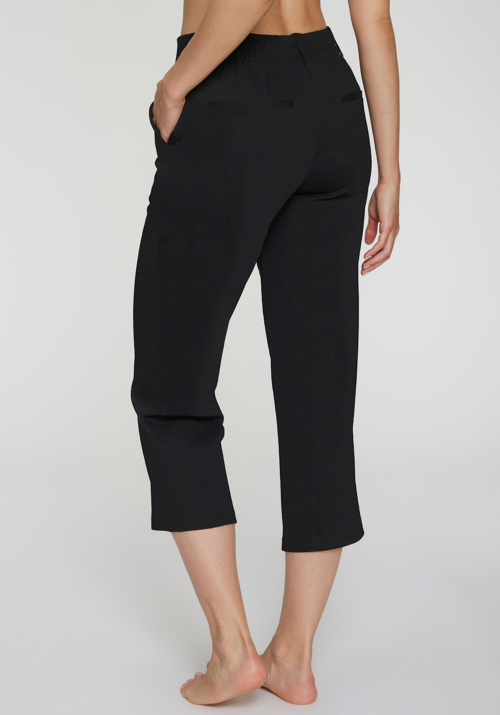 LASCANA Pantalon large - noir uni