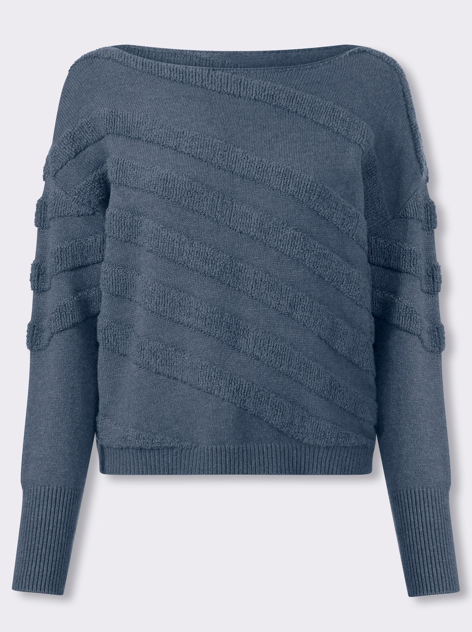 heine Pullover mit 3D-Muster - rauchblau-meliert
