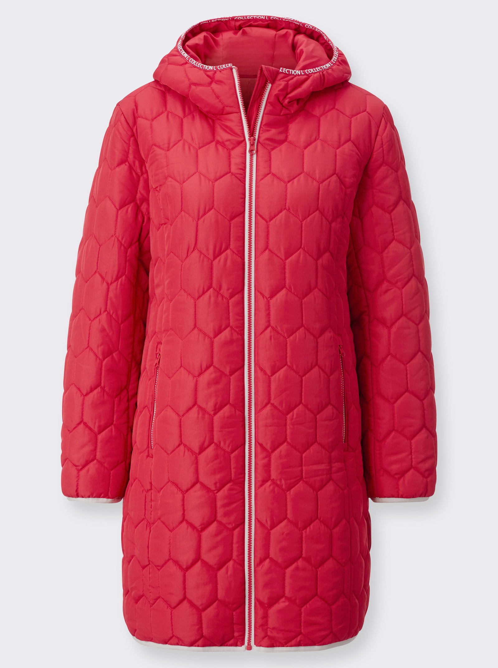 Gewatteerde mantel in doorgestikt dessin - aardbei