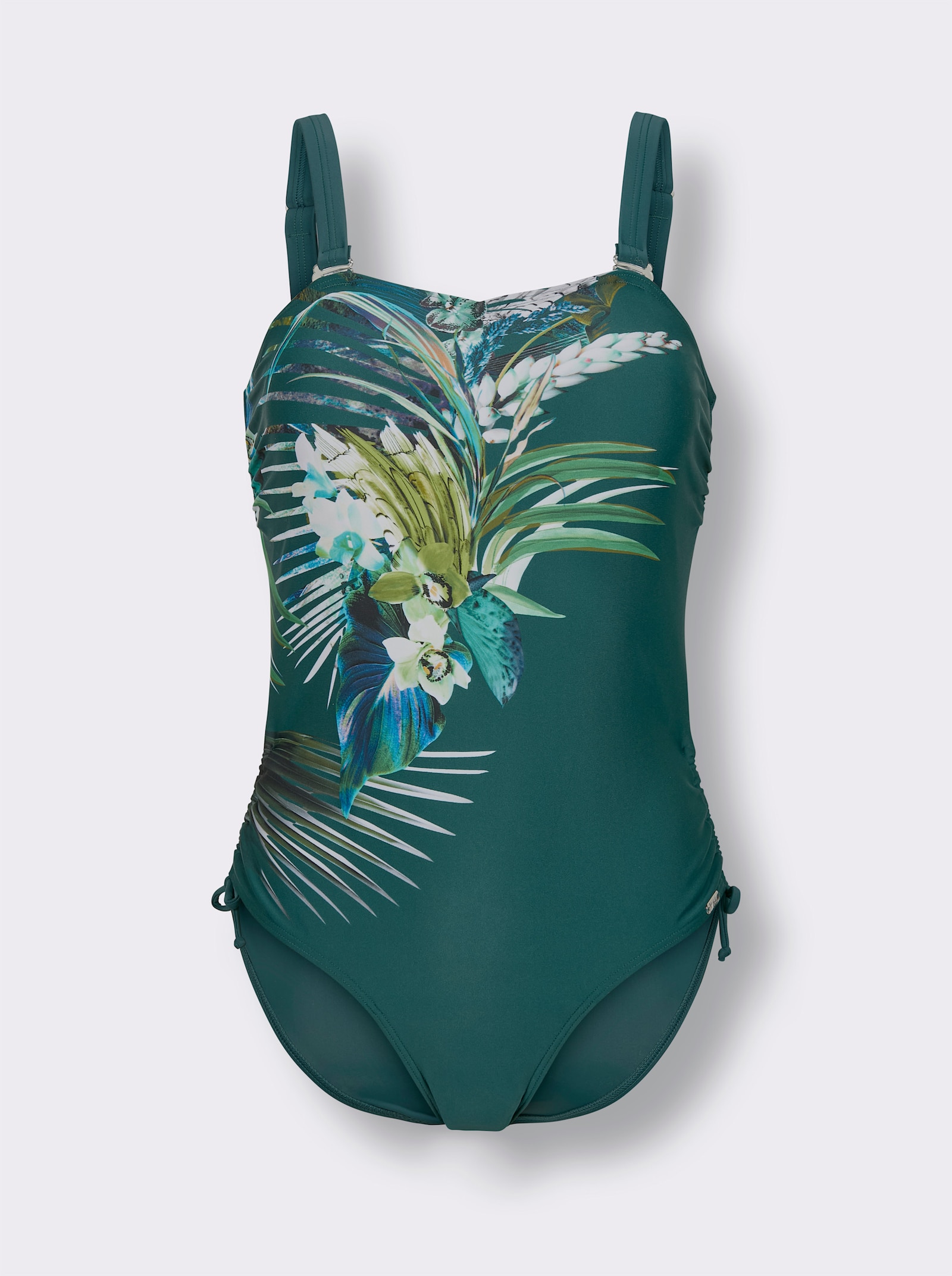 Badeanzug - petrol-blaugrün-bedruckt
