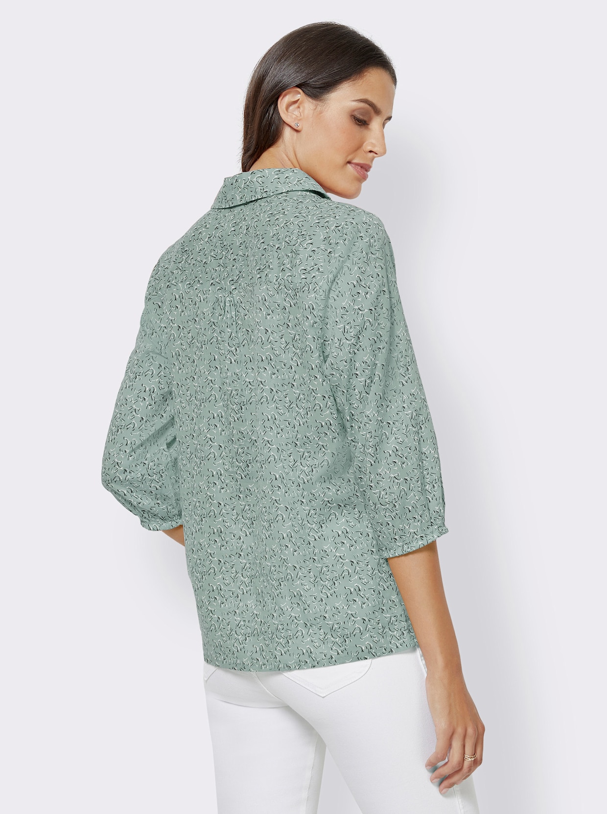 Comfortabele blouse - mint geprint