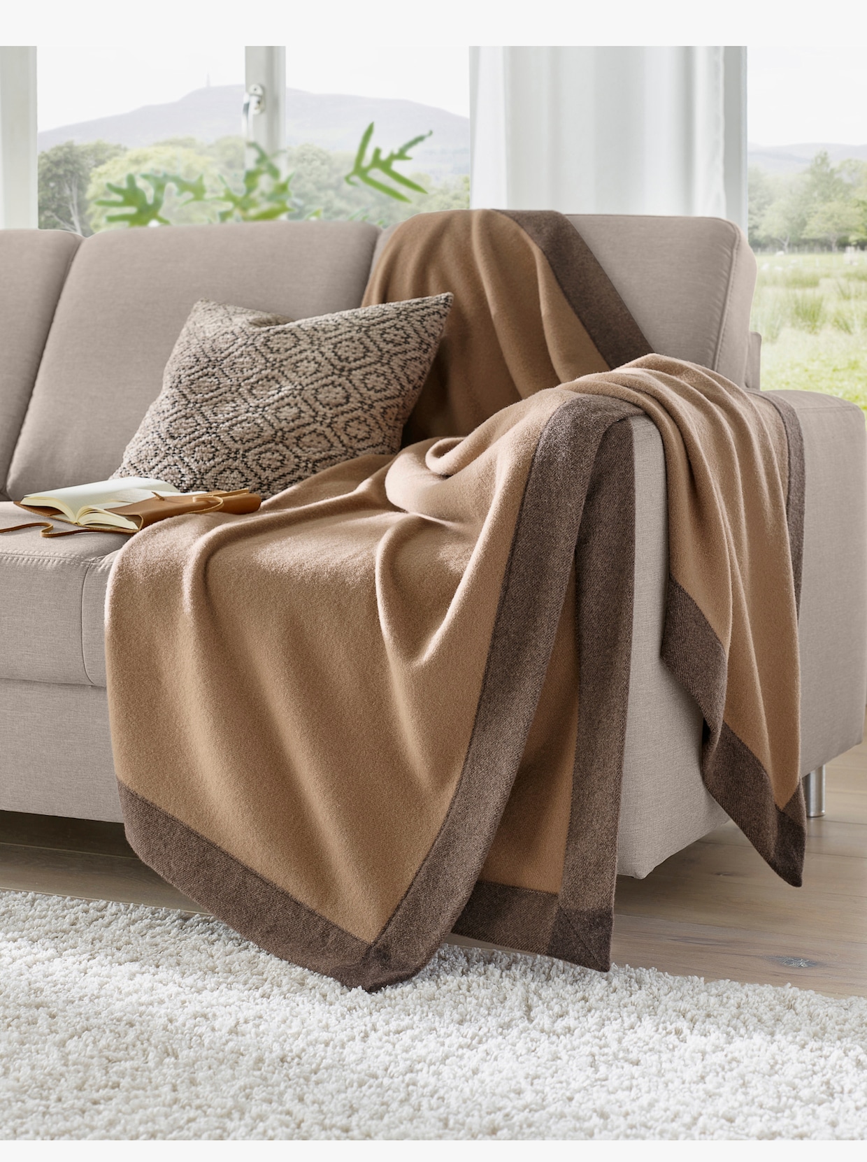 Biederlack woondeken - camel