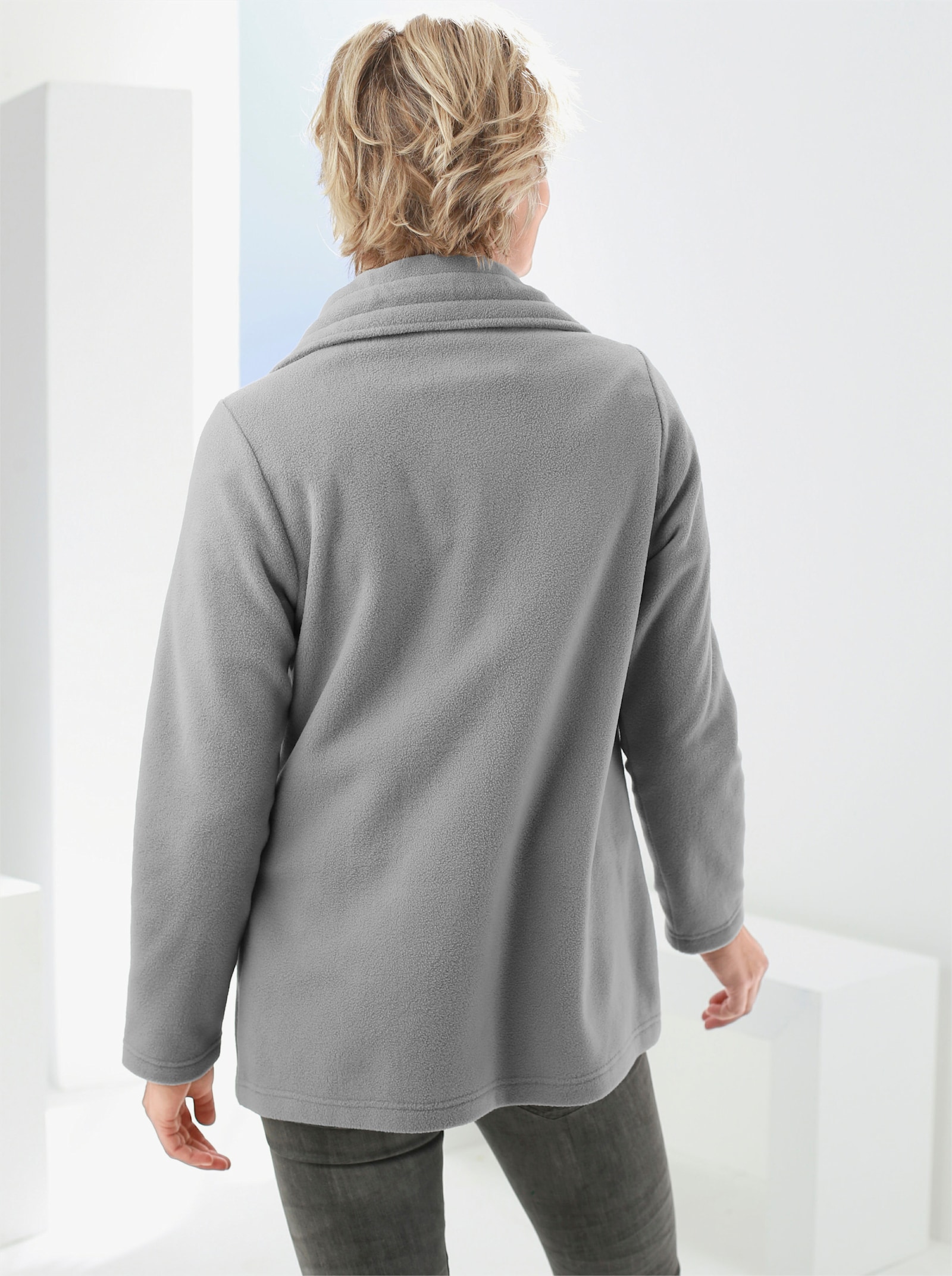 Fleecejacke mit 2-Wege-Reißverschluss - grau