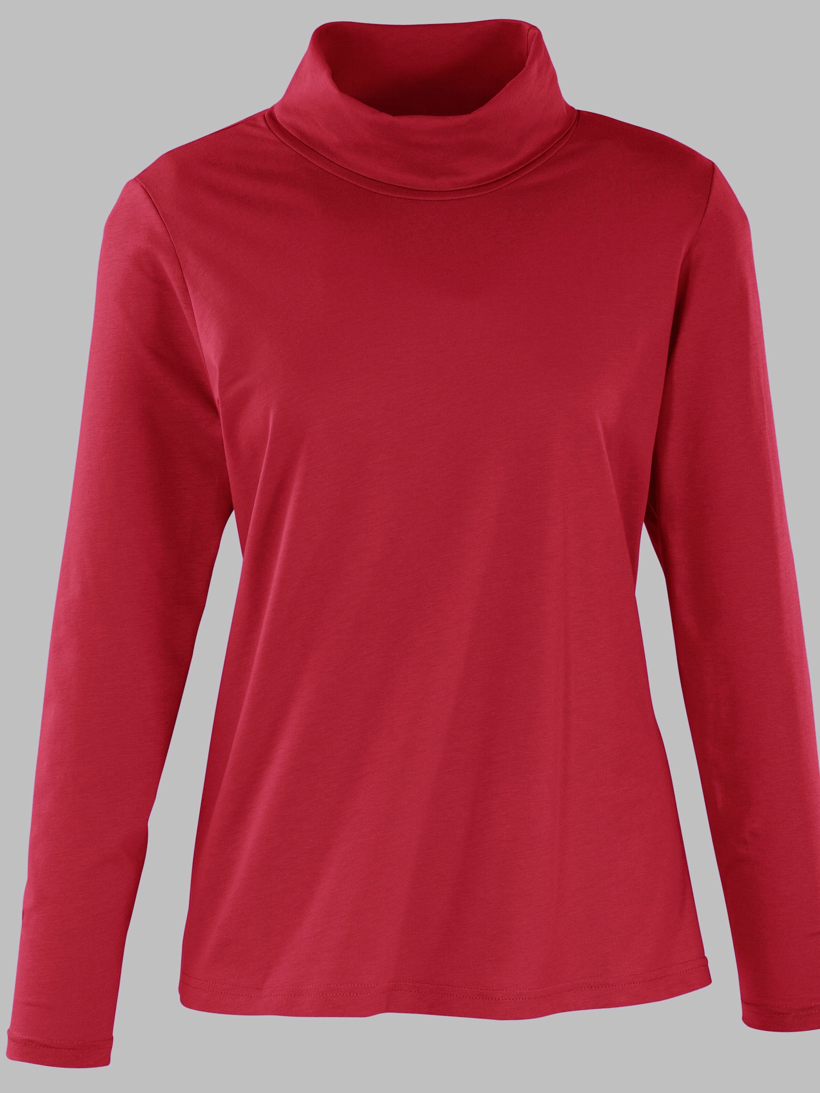 Rollkragenshirt mit langen Ärmeln - weinrot