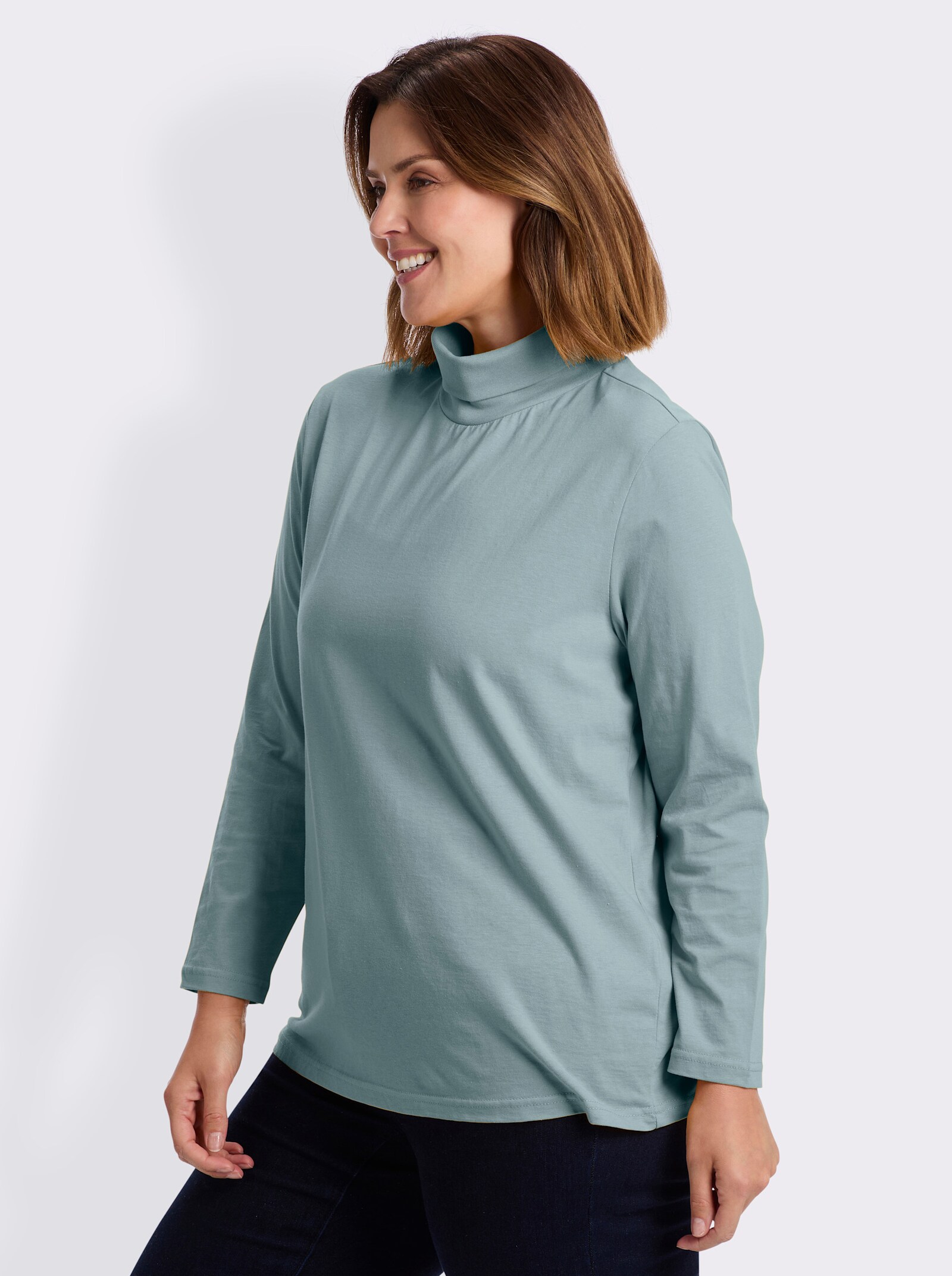Rollkragenshirt mit langen Ärmeln - wintertürkis