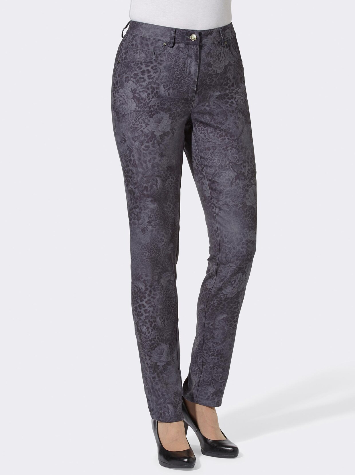 Druckhose - anthrazit-gemustert