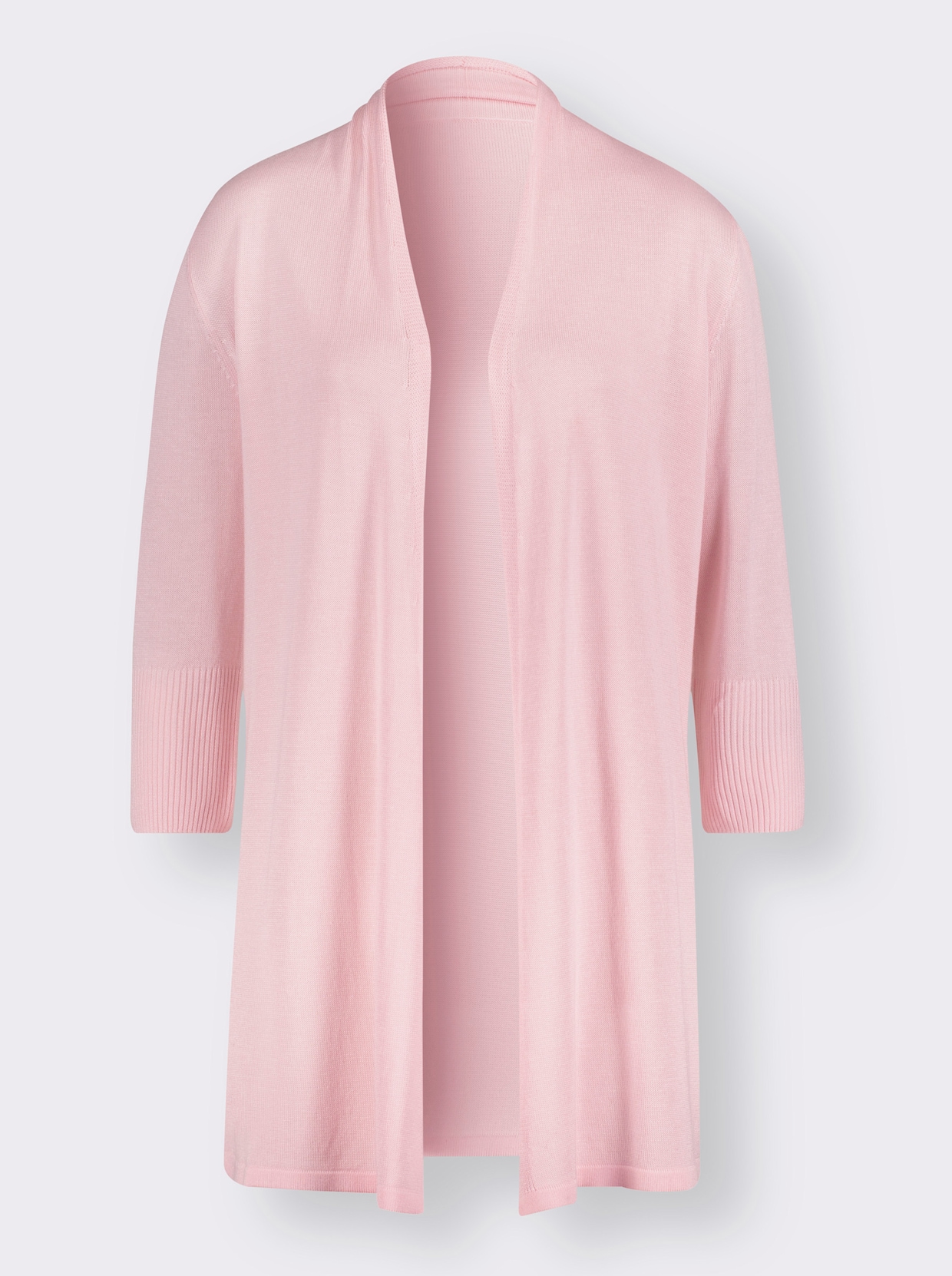 Dlouhý pletený kabátek - světle růžová