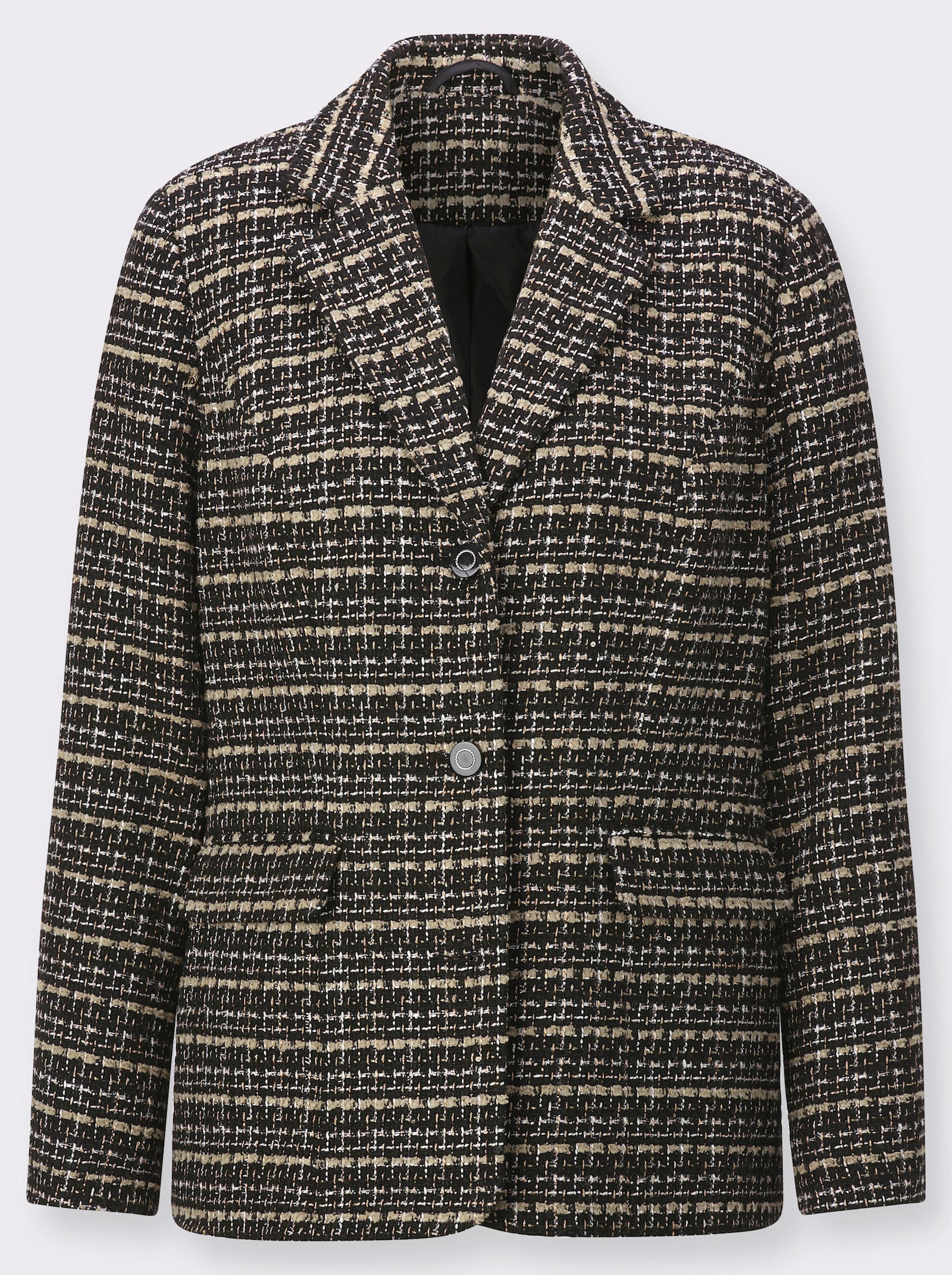 Bouclé-Blazer mit Glitzergarn - camel-schwarz-gemustert