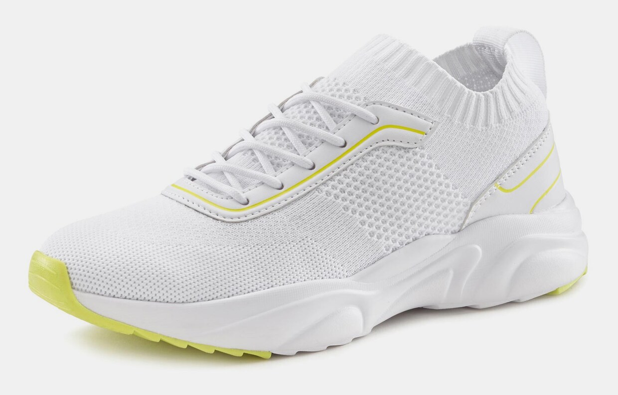 LASCANA Sneaker - weiß-neongelb
