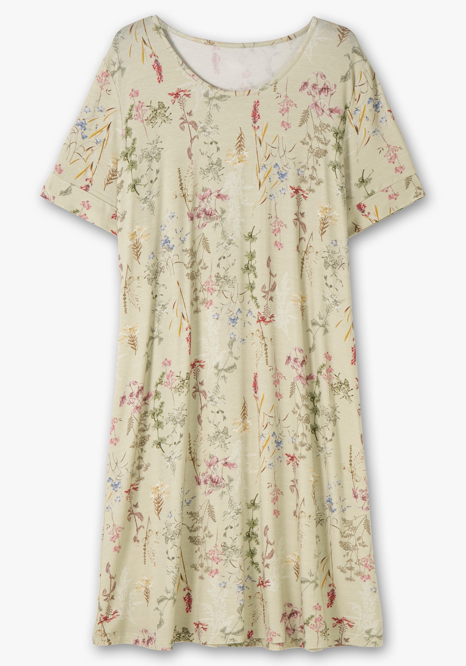 Jerseykleid mit Blümchen-Druck - pistazie-bedruckt