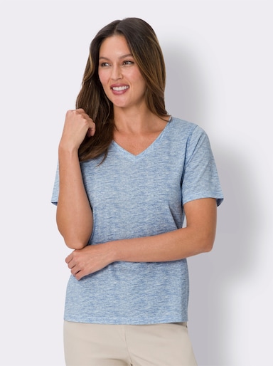 Kurzarm-Shirt - himmelblau-meliert