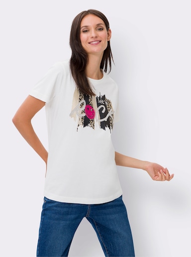 heine T-Shirt mit Leo-Print - ecru