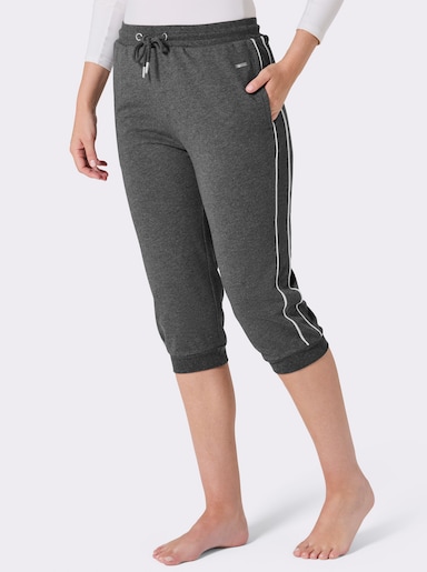 feel good Caprihose mit Bündchen - anthrazit-meliert-weiß