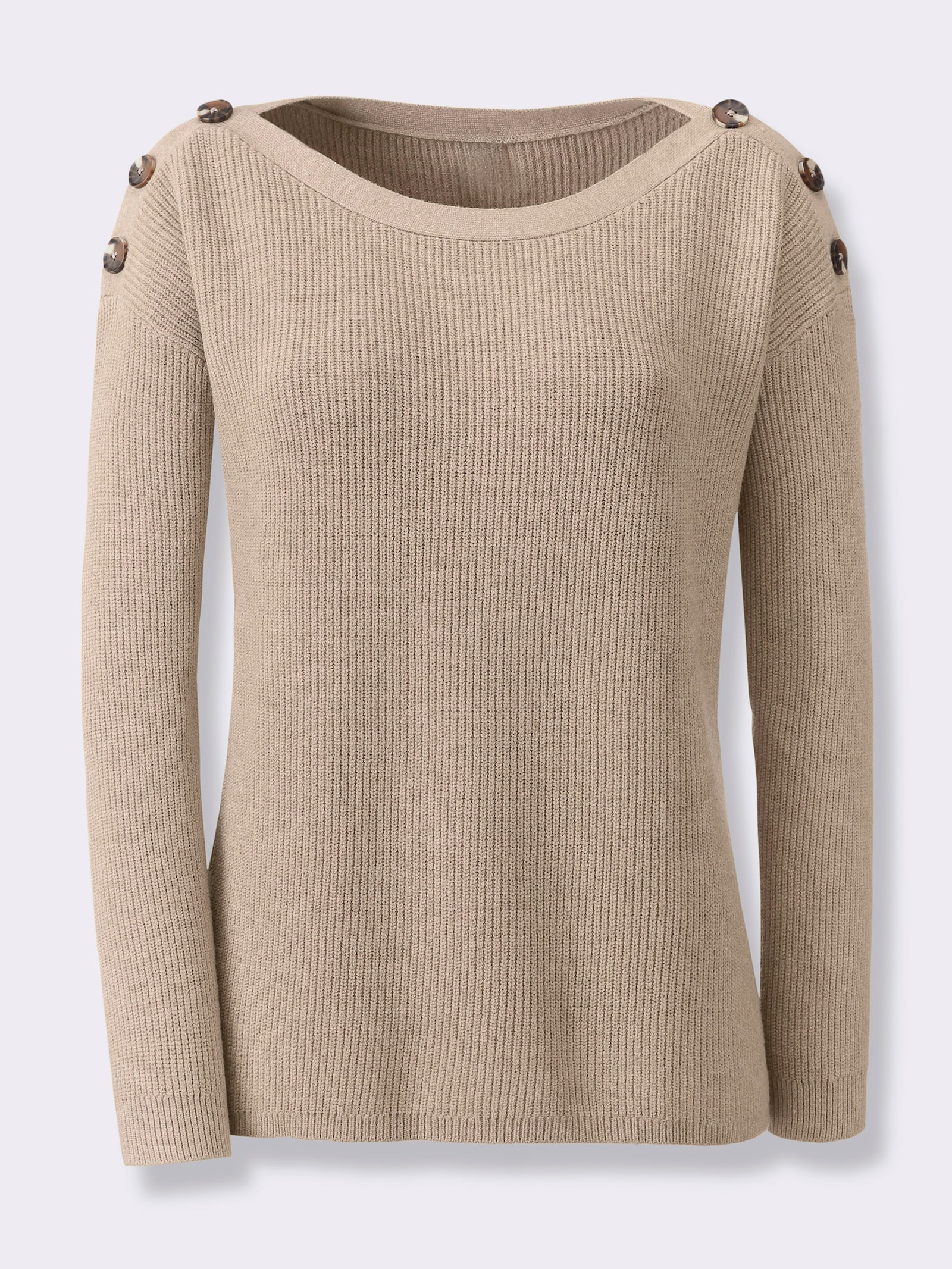 heine Strickpullover mit Zierknöpfen an den Schultern - beige-meliert