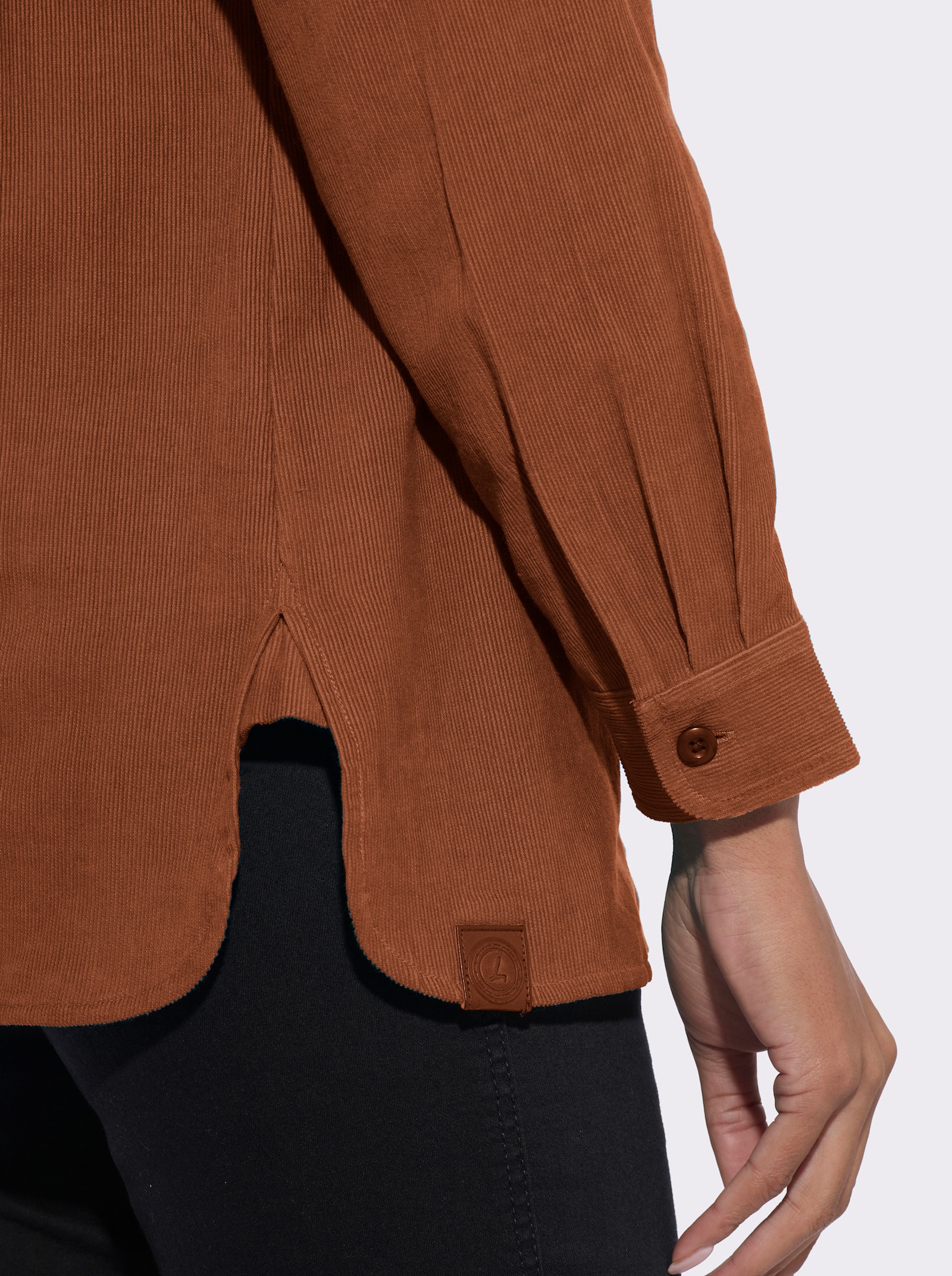  Langarmbluse in Cord-Qualität - cognac