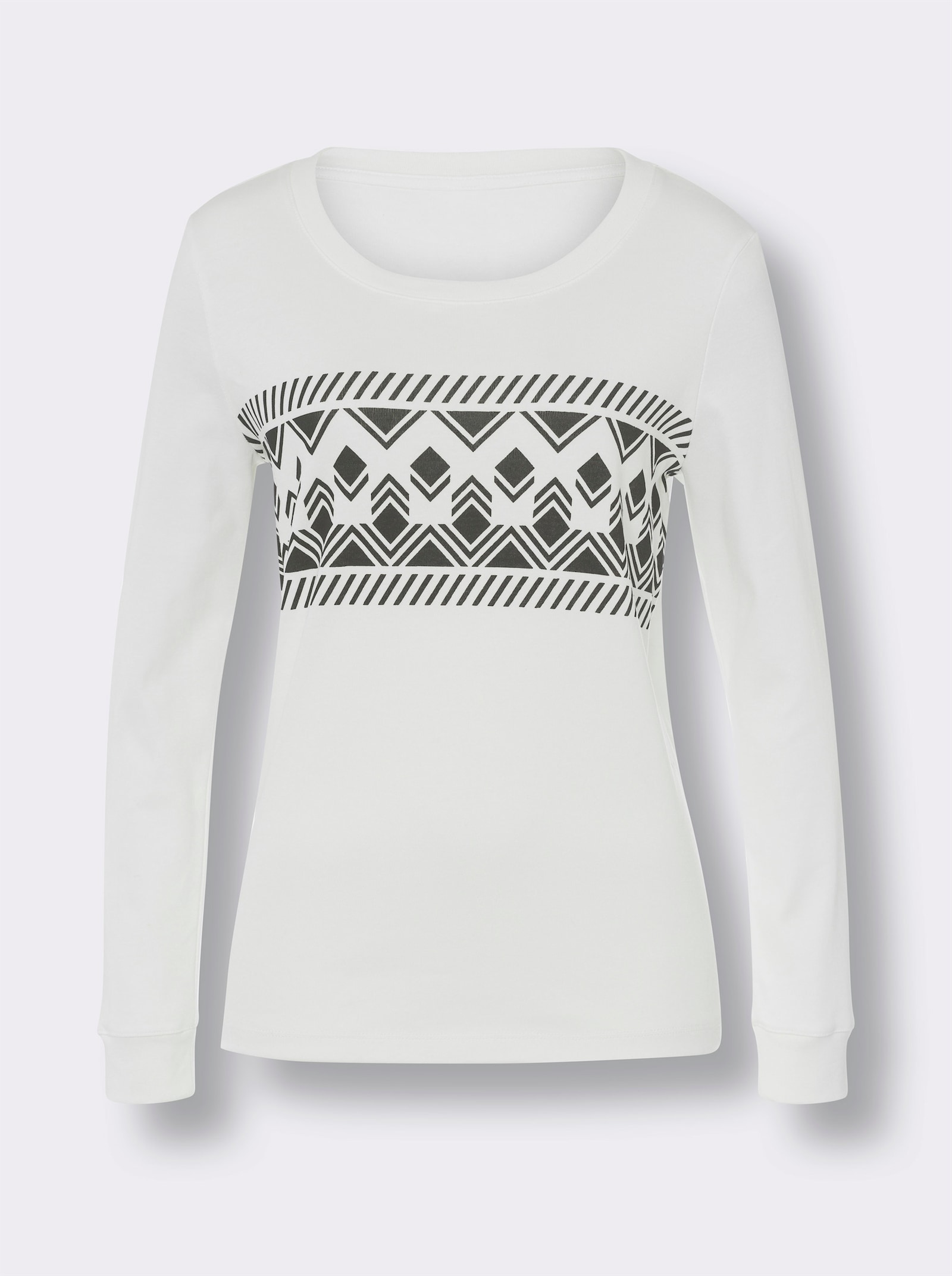 Sweatshirt med tryck fram - gräddvit-svart