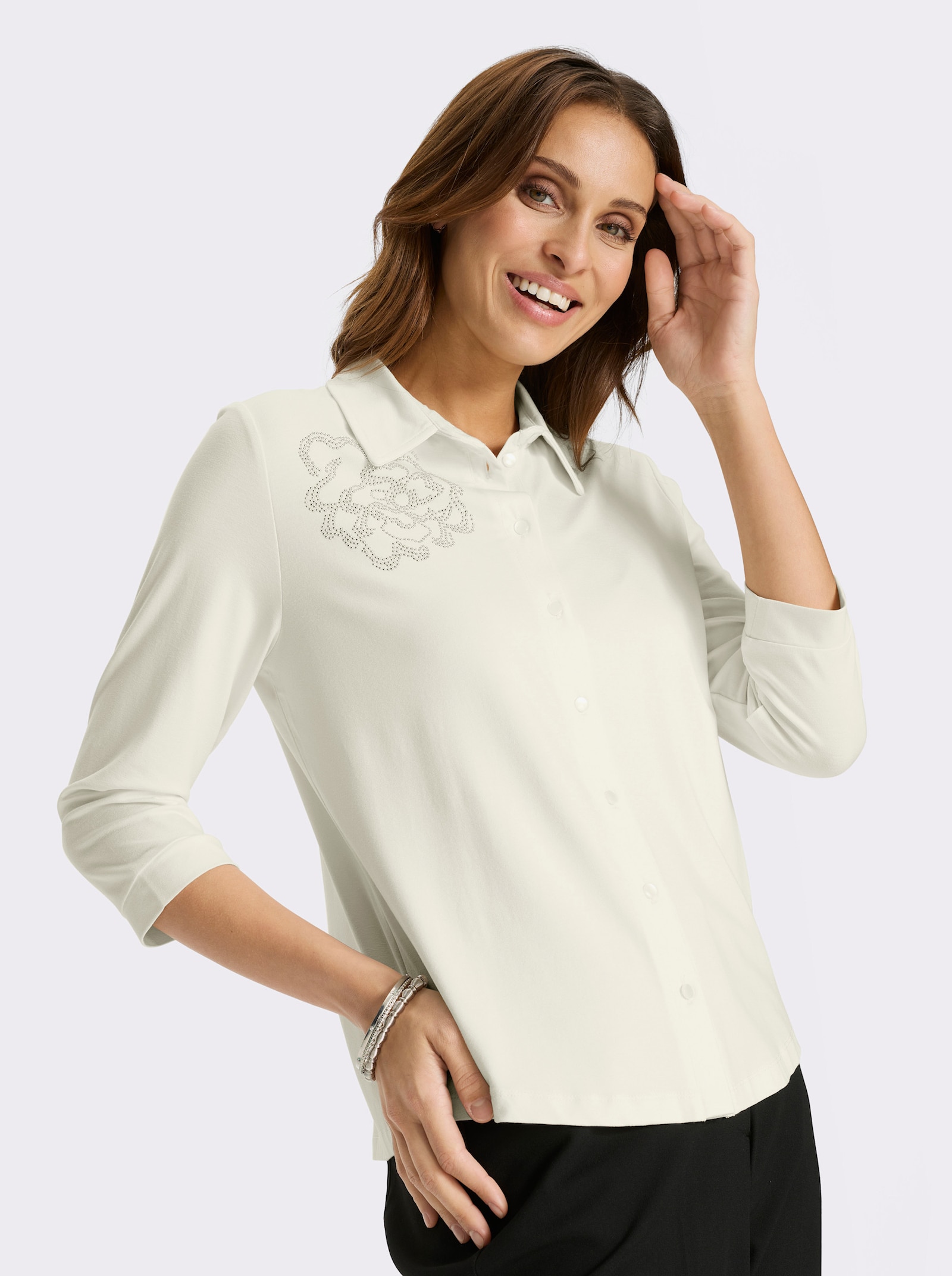 Jersey-Bluse - champagner