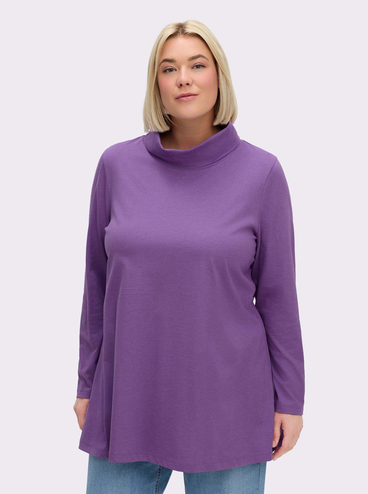 sheego Colshirt - paars gemêleerd