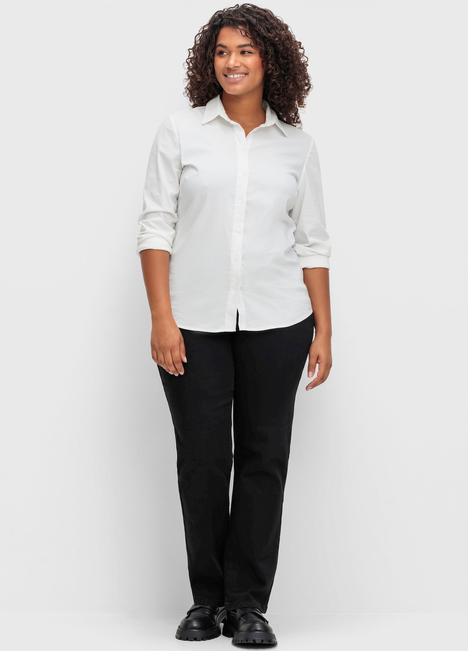 sheego Gerade Jeans mit Bodyforming-Effekt - black denim