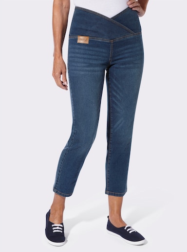 7/8-Jeans mit überlappendem Bund - blue-stone-washed