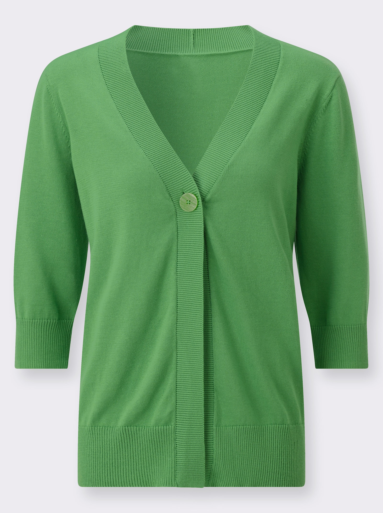 Feinstrickjacke mit gerippten Abschlüssen - apfel