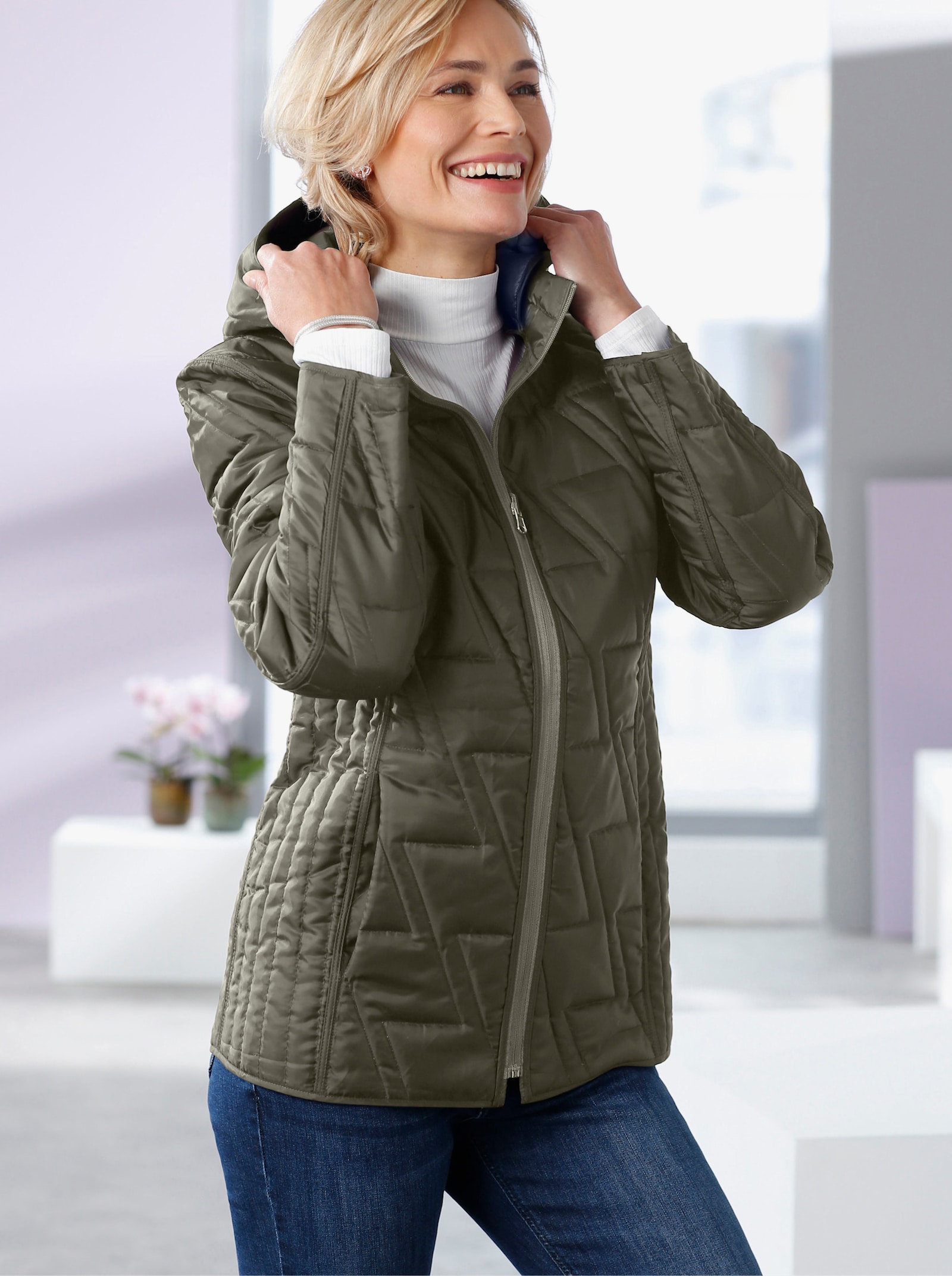 Wendejacke mit Kapuze, abzippbar - khaki