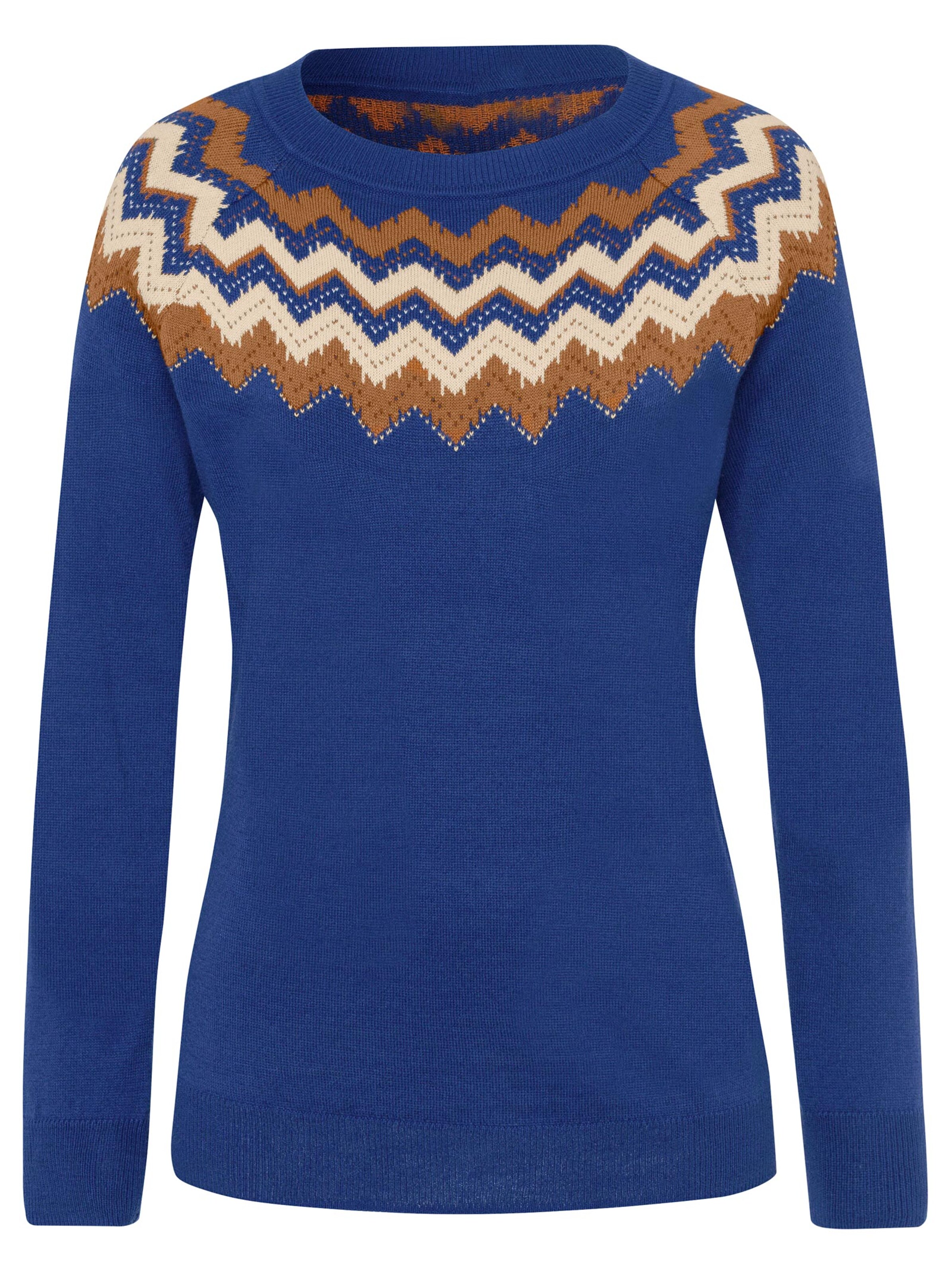 Pullover - royalblau-gemustert