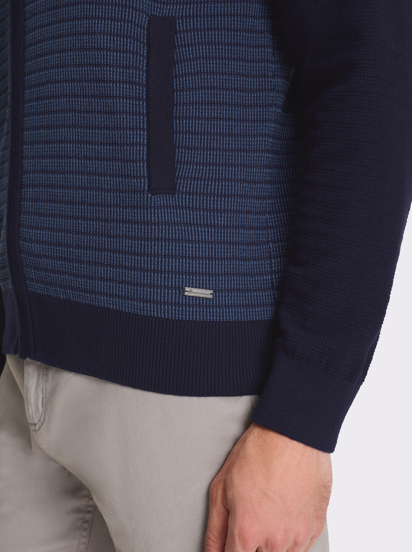 Marco Donati Strickjacke aus reiner Baumwolle - marine-meliert