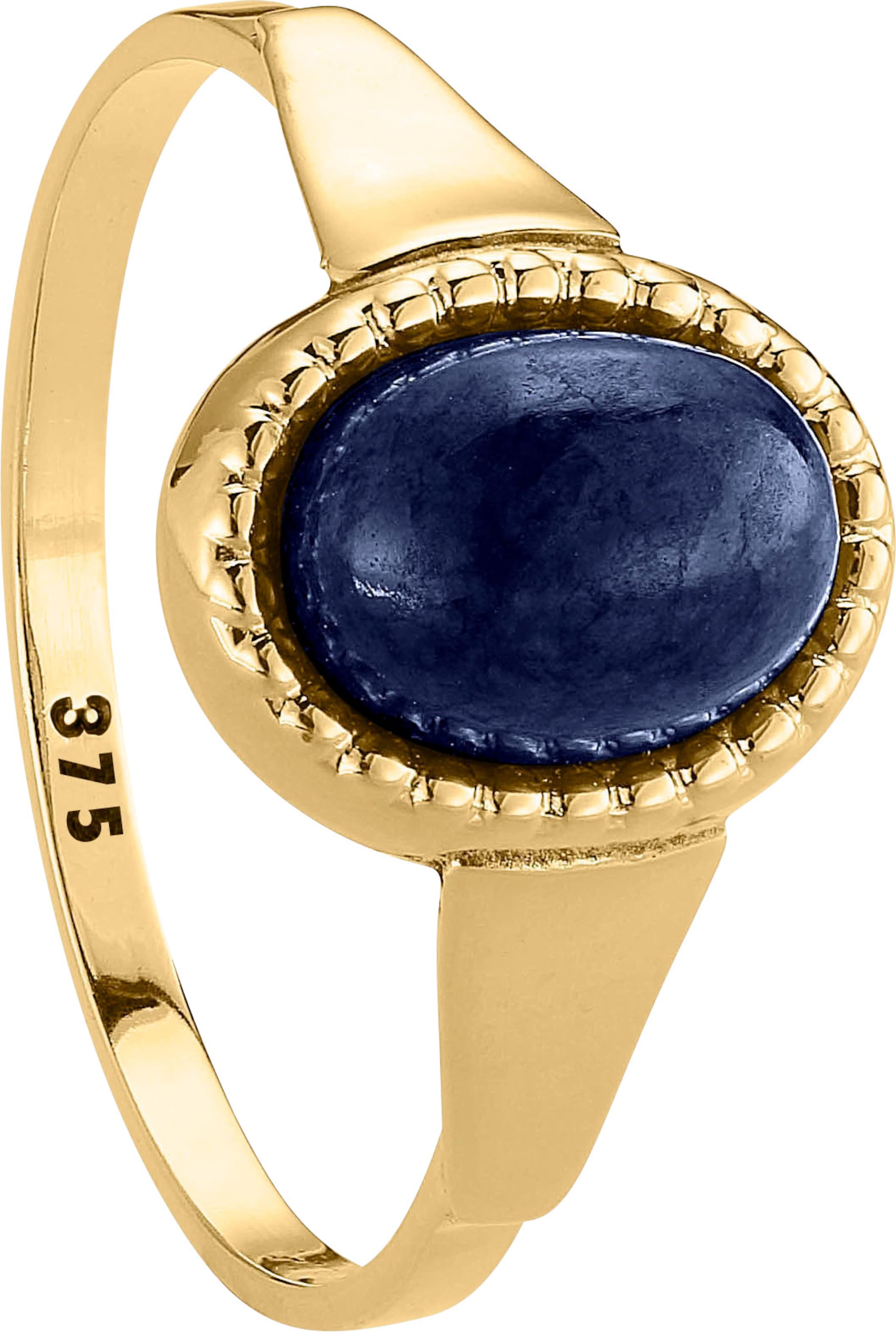 Gold Ring günstig Kaufen-Ring in Gelbgold 375 von heine. Ring in Gelbgold 375 von heine <![CDATA[Ring mit ovalem Lapislazuli – dem Stein des Himmels. Ca. 8x6 mm. Aus 375er Gelbgold.]]>. 