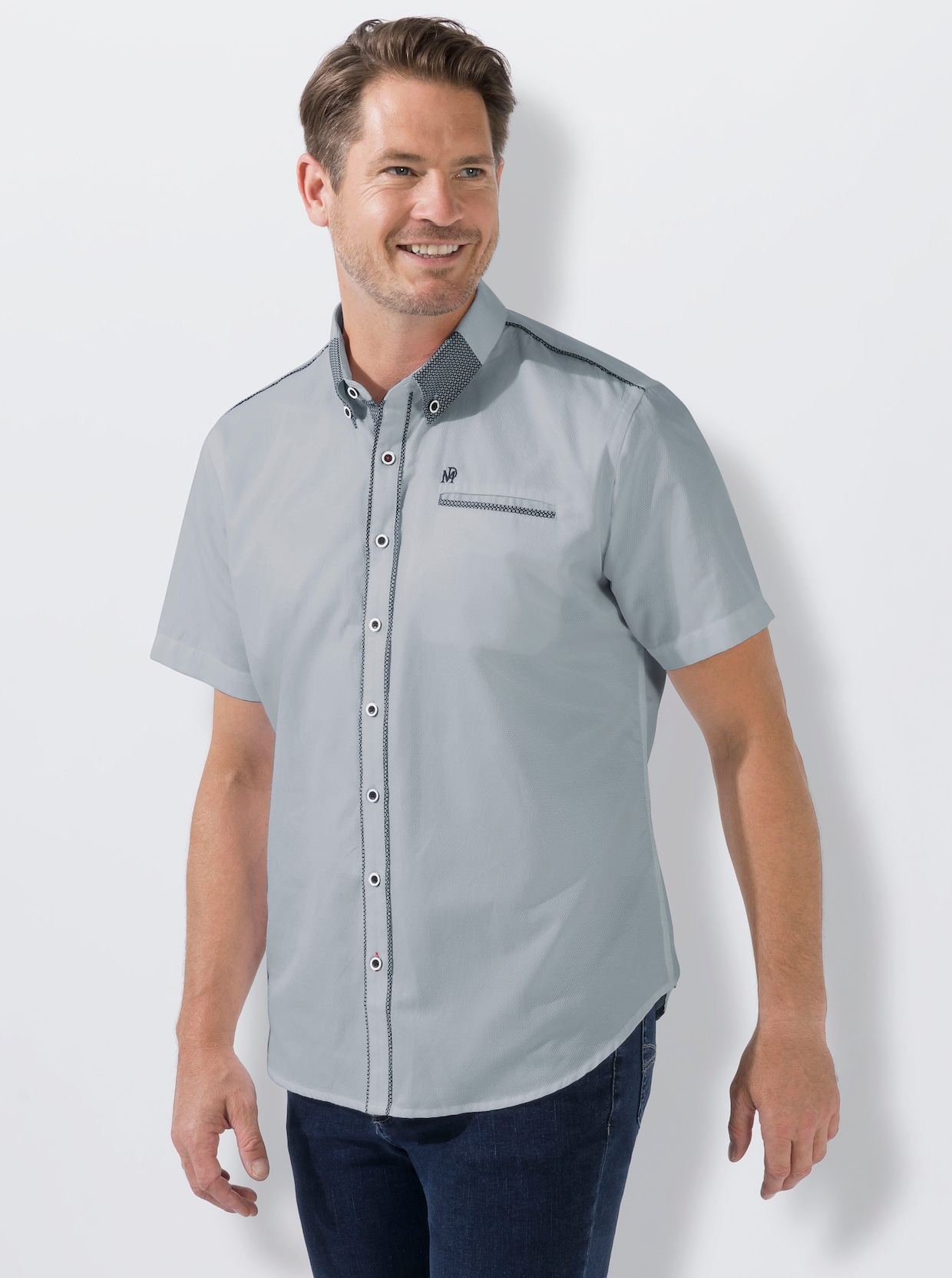 Marco Donati Kurzarmhemd mit Button-down-Kragen - hellblau